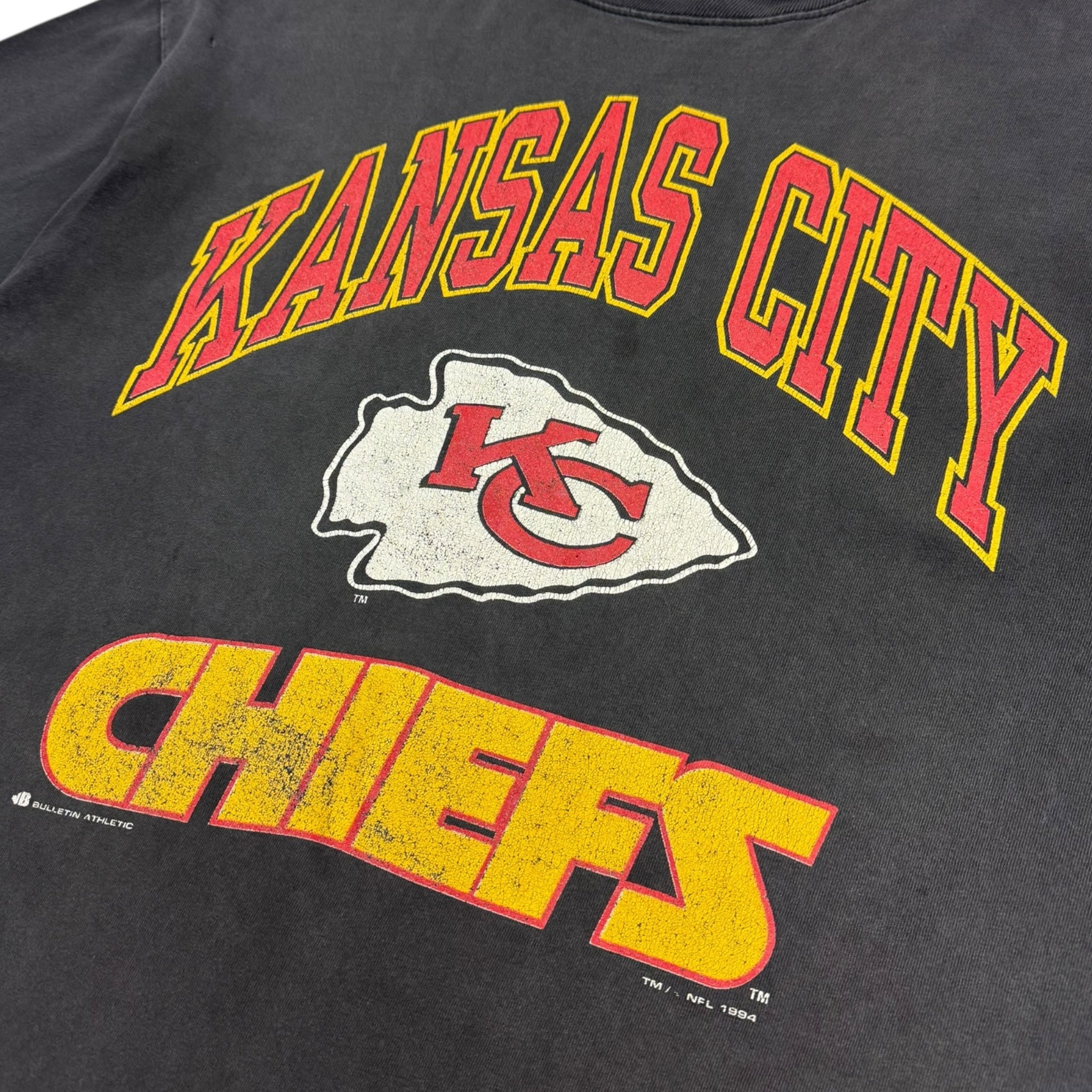 1994 Kansas City Chiefs T-Shirt Faded Black