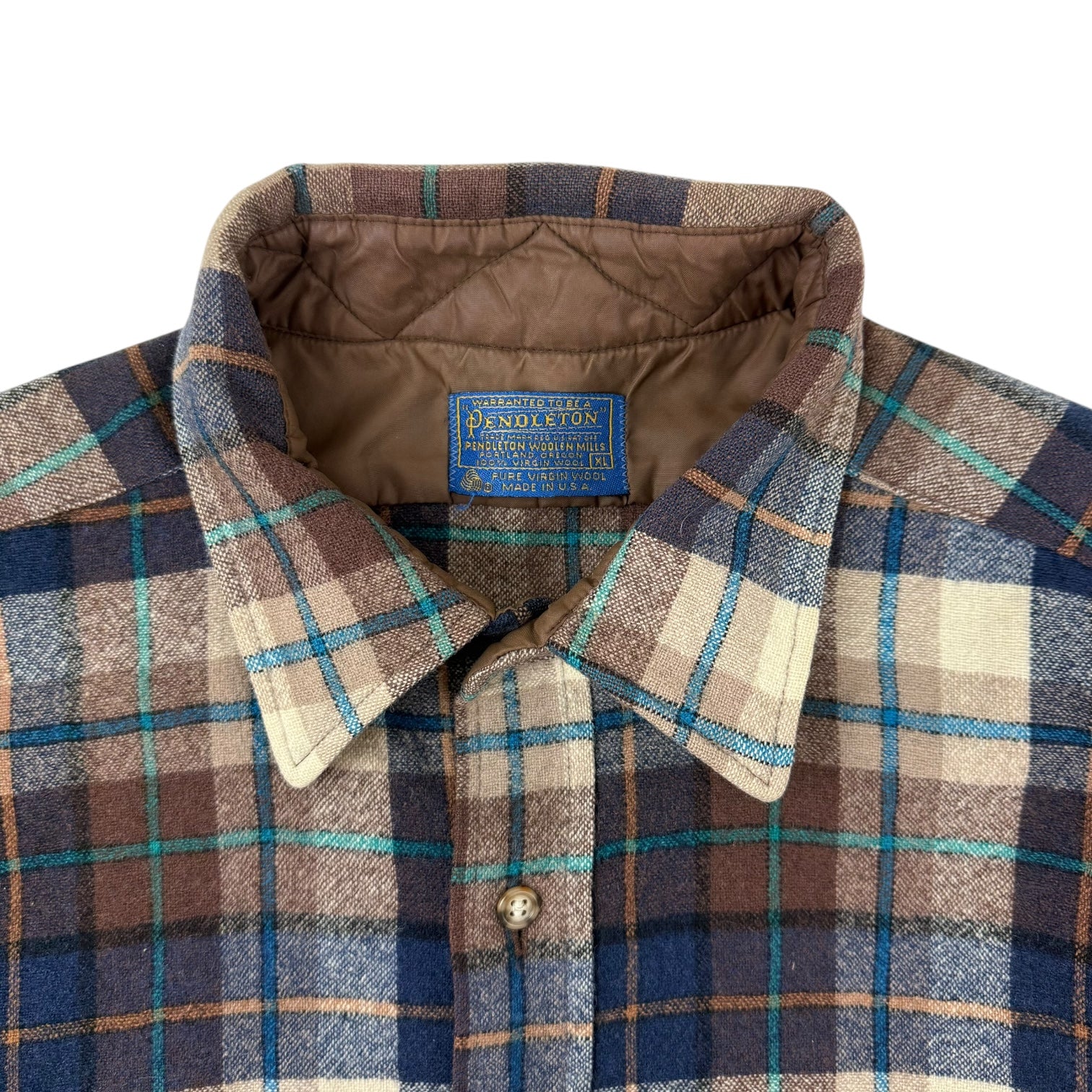 Vintage Pendleton Checkered Wool Button Up Shirt Brown