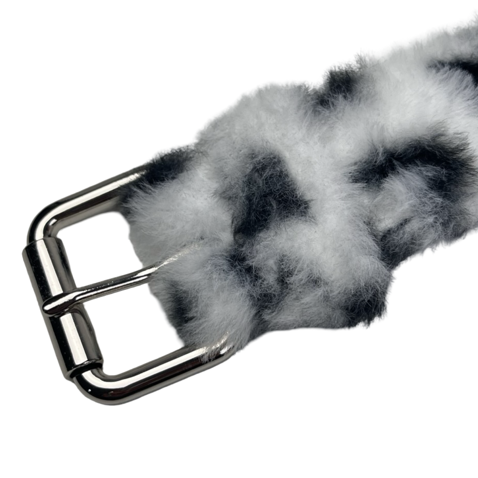 Kim Krueger Studded Fur Belt Leopard Wht/Blk