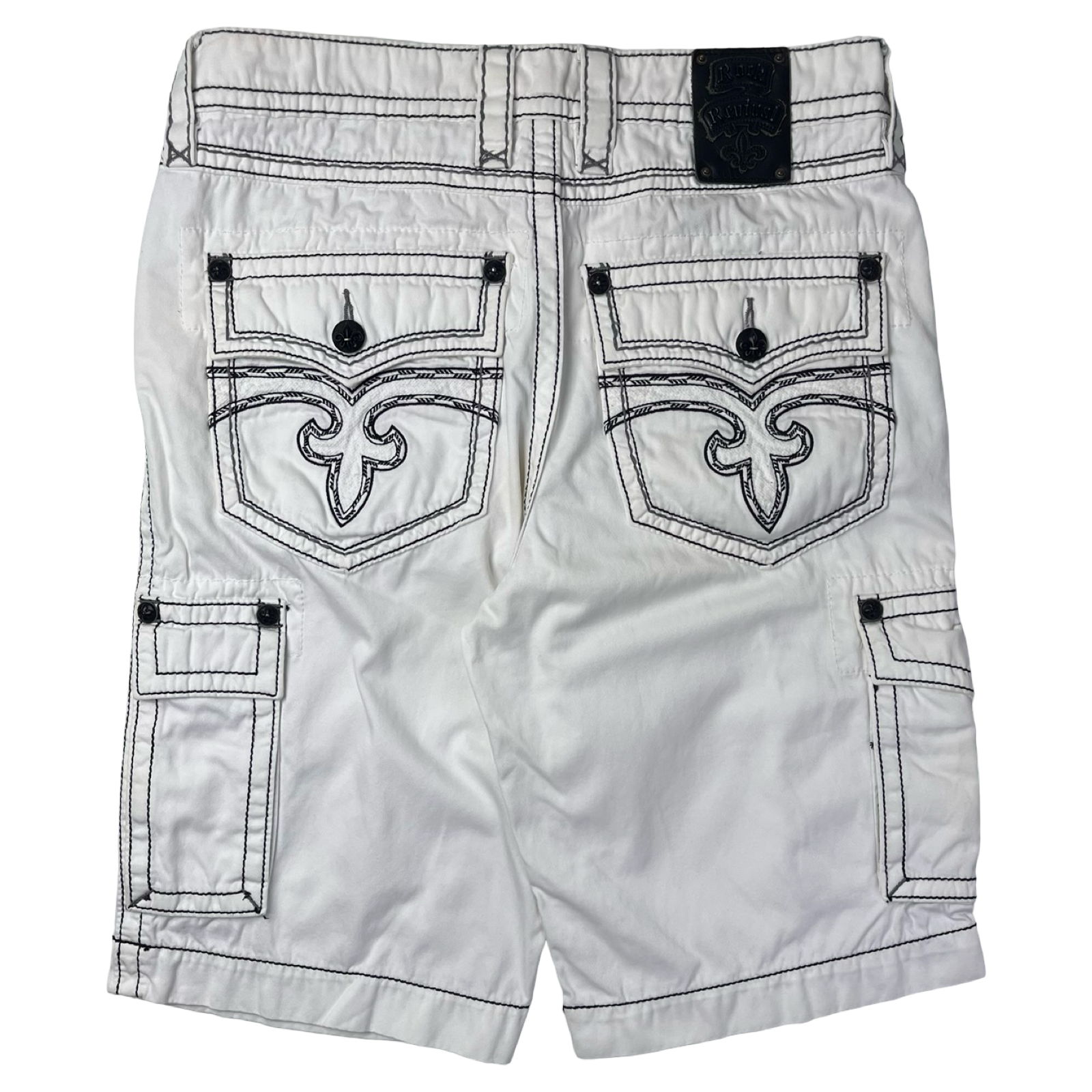 Y2K Rock Revival Embellished Shorts White