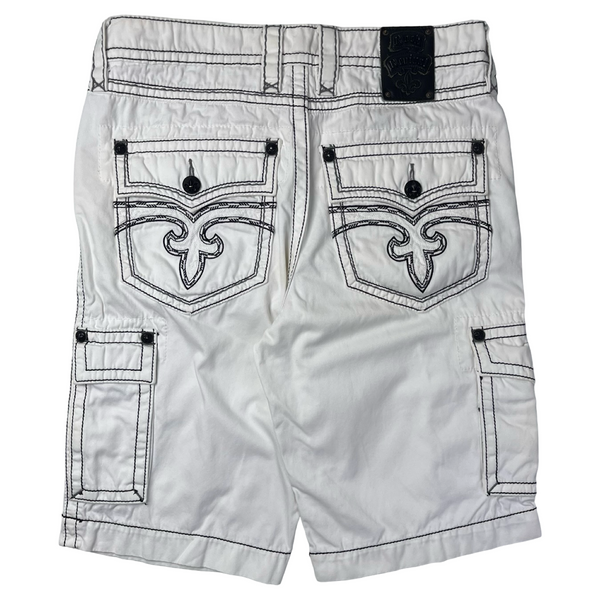 Y2K Rock Revival Embellished Shorts White