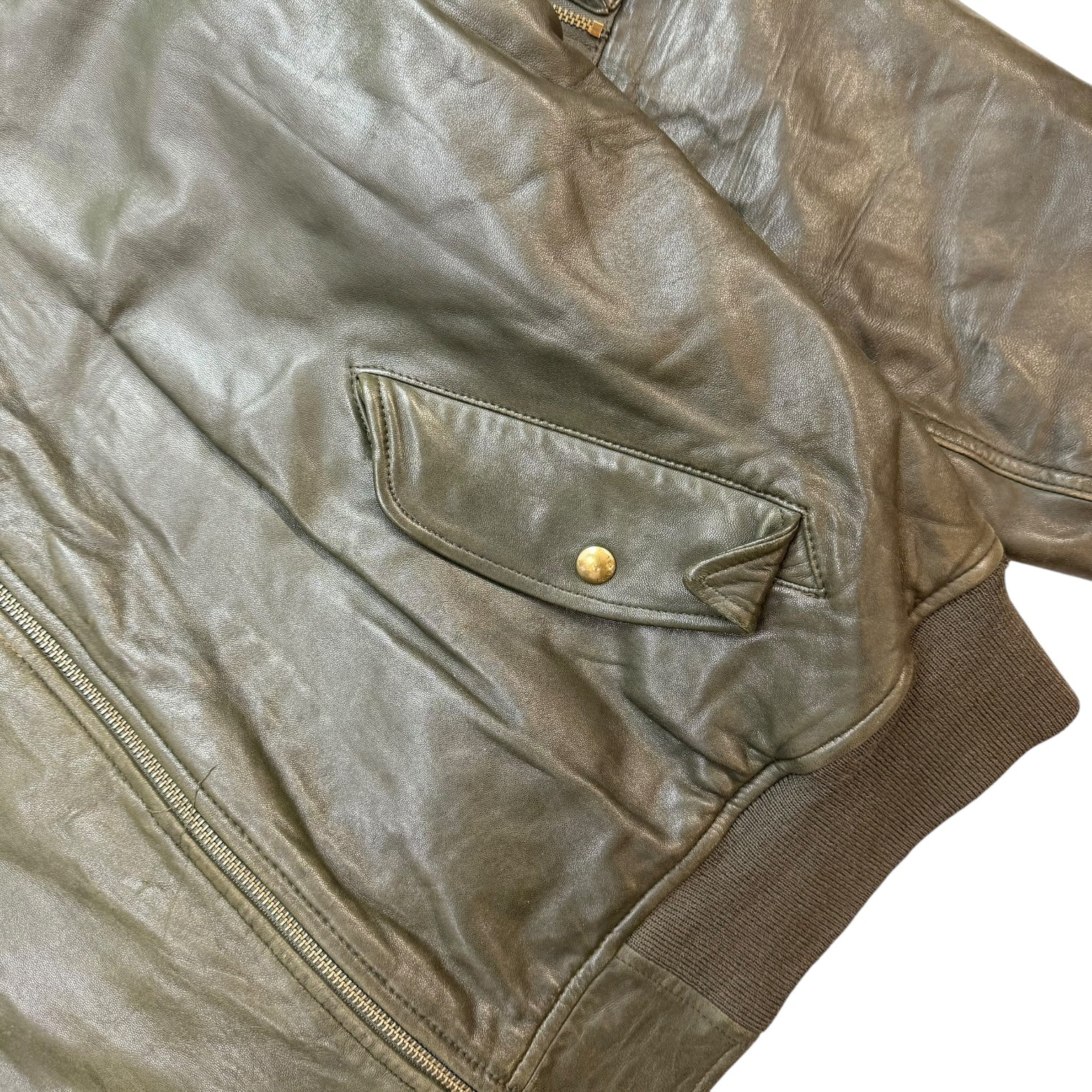 Vintage Ralph Lauren Polo Leather Bomber Jacket Green