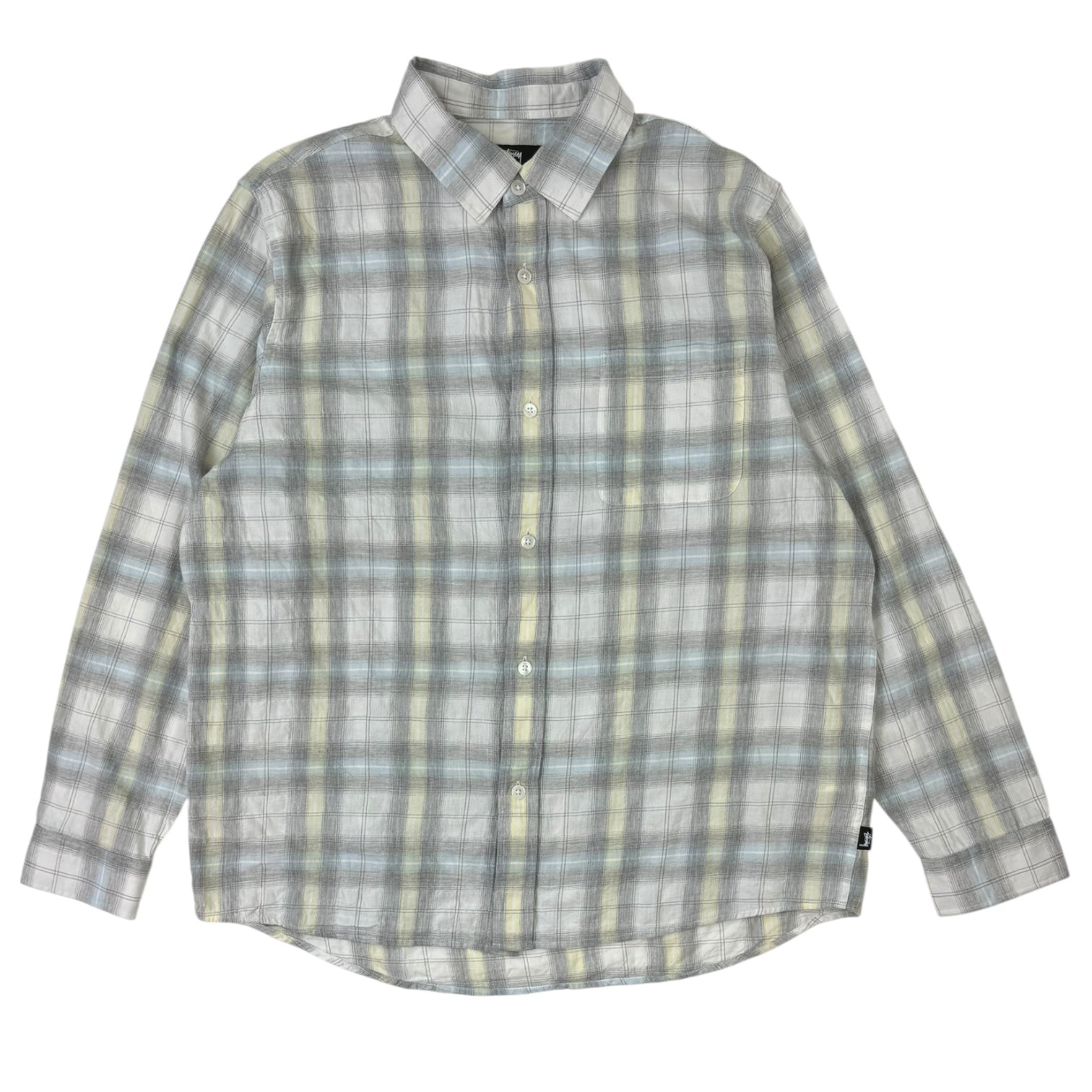 Stussy Beach Plaid Button-Up Shirt Off-White