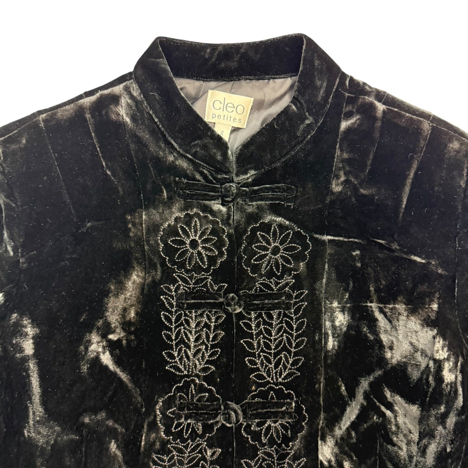 (W) Vintage Cleo Petites Embroidered Blazer Black