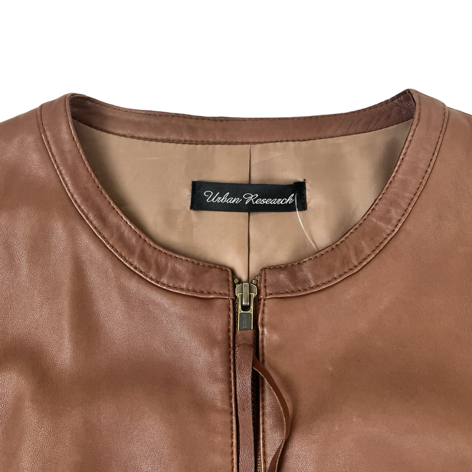 (W) Urban Research Collarless Sheepskin Leather Jacket