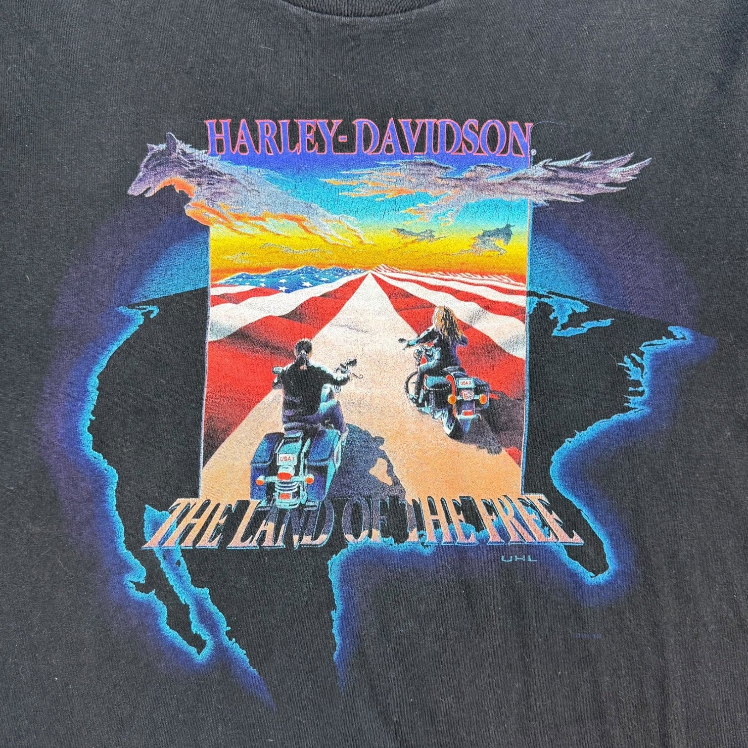 Vintage Harley Davidson ‘The Land Of The Free’ Tee Black