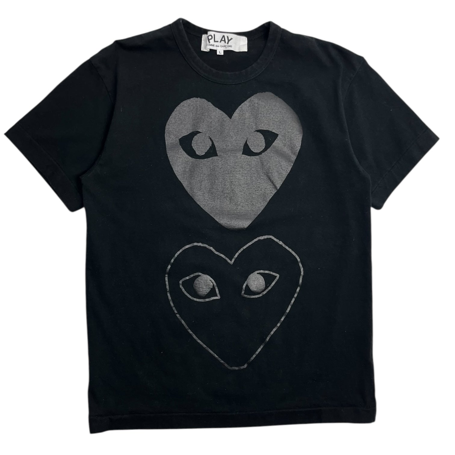 Comme des Garcons PLAY Play Double Black Hearts T-shirt Black