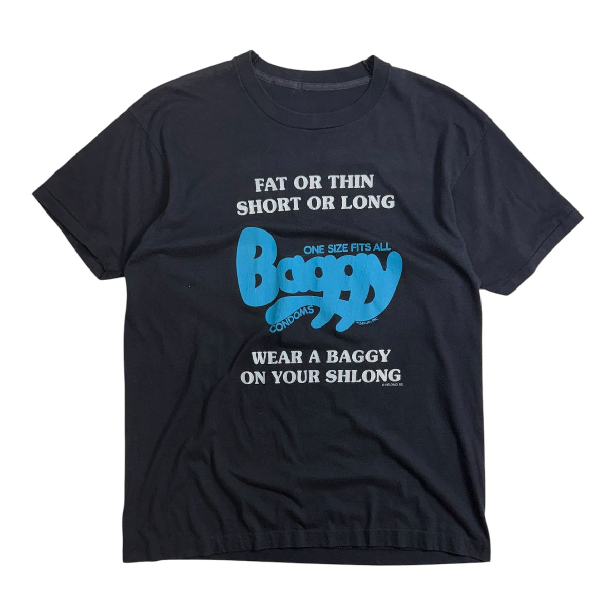 Vintage 1989 Baggy Condoms “One Size Fits All” T-Shirt Black