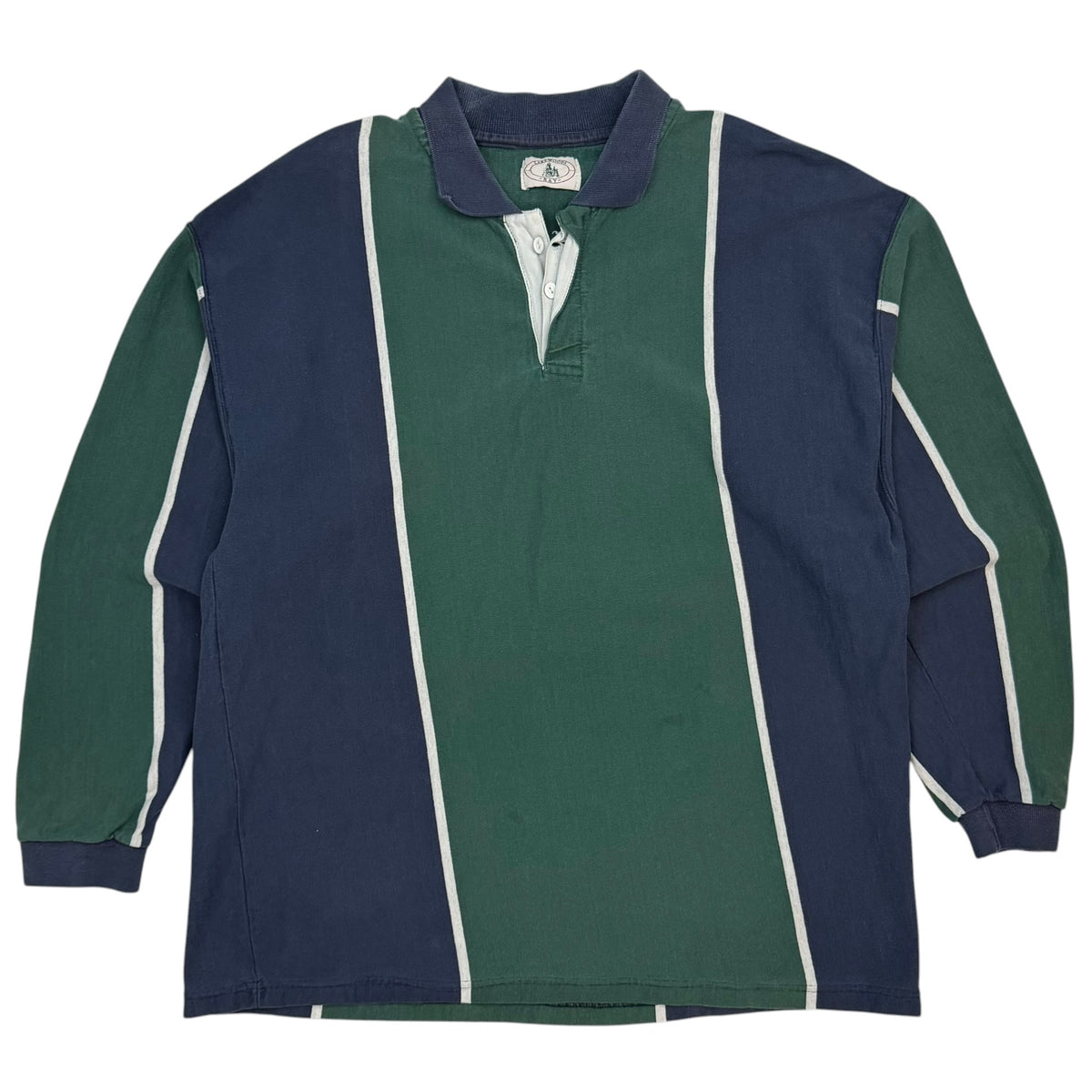 Vintage Lakewoods Bay Striped Rugby Polo Green/Navy