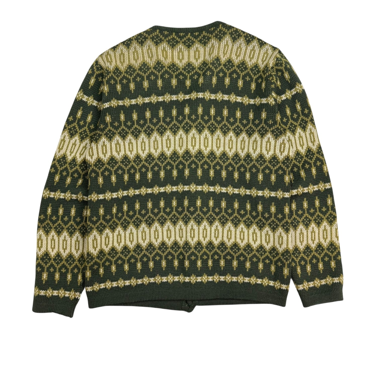 Vintage White Ram Knit Wool Cardigan Green