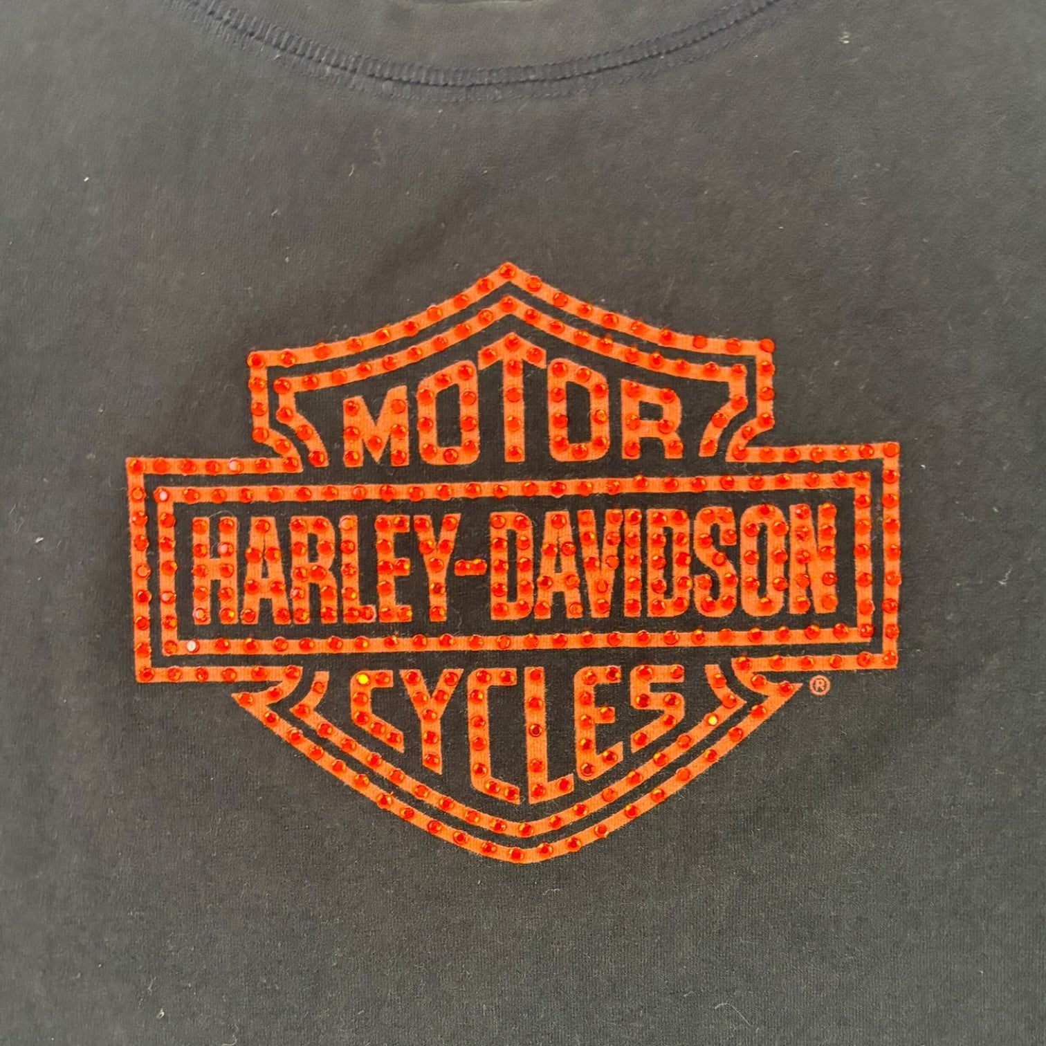 Vintage Women’s Harley Davidson Bedazzled Badge Long Sleeve Black