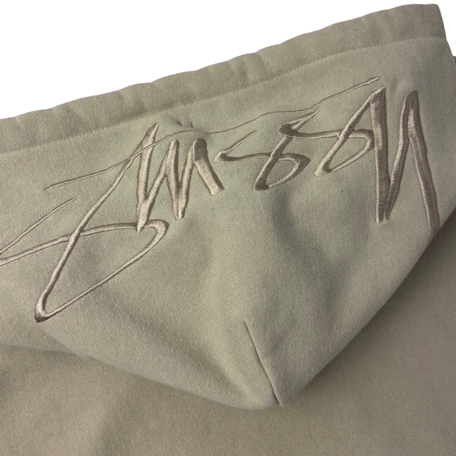 Stussy Script Logo Embroidery Pullover Hoodie Creme