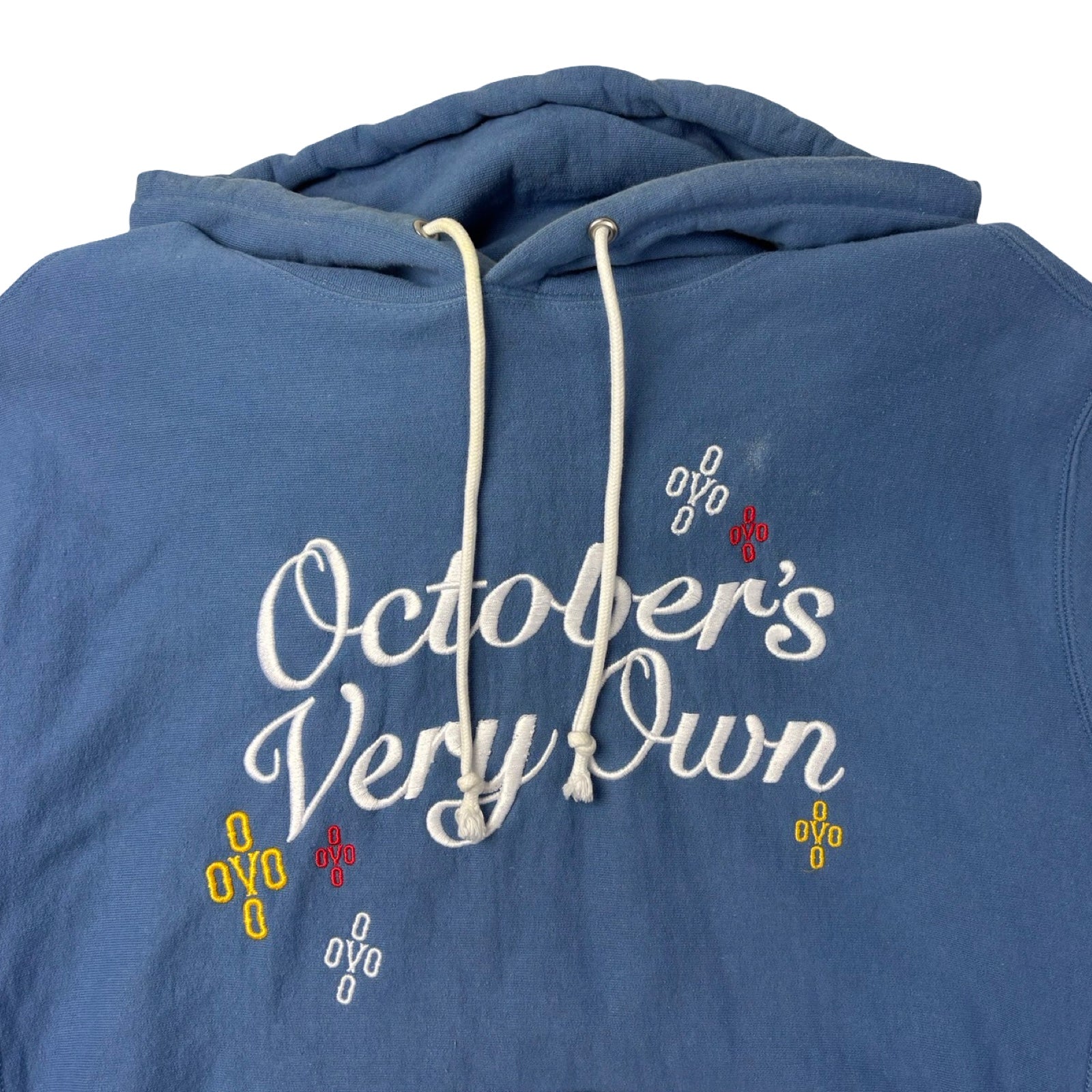 OVO Pompom Script Pullover Hoodie Steel Blue