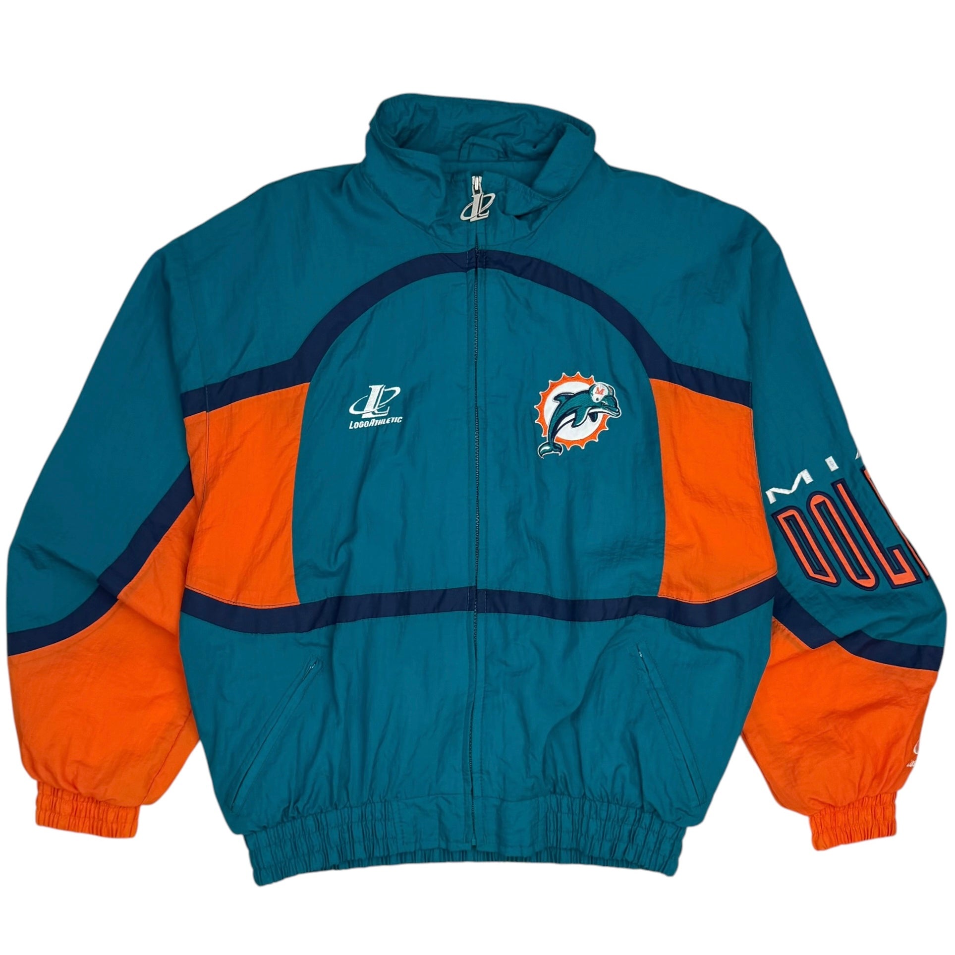 Vintage Miami Dolphins NFL Pro Line Embroidered Windbreaker Teal/Orange