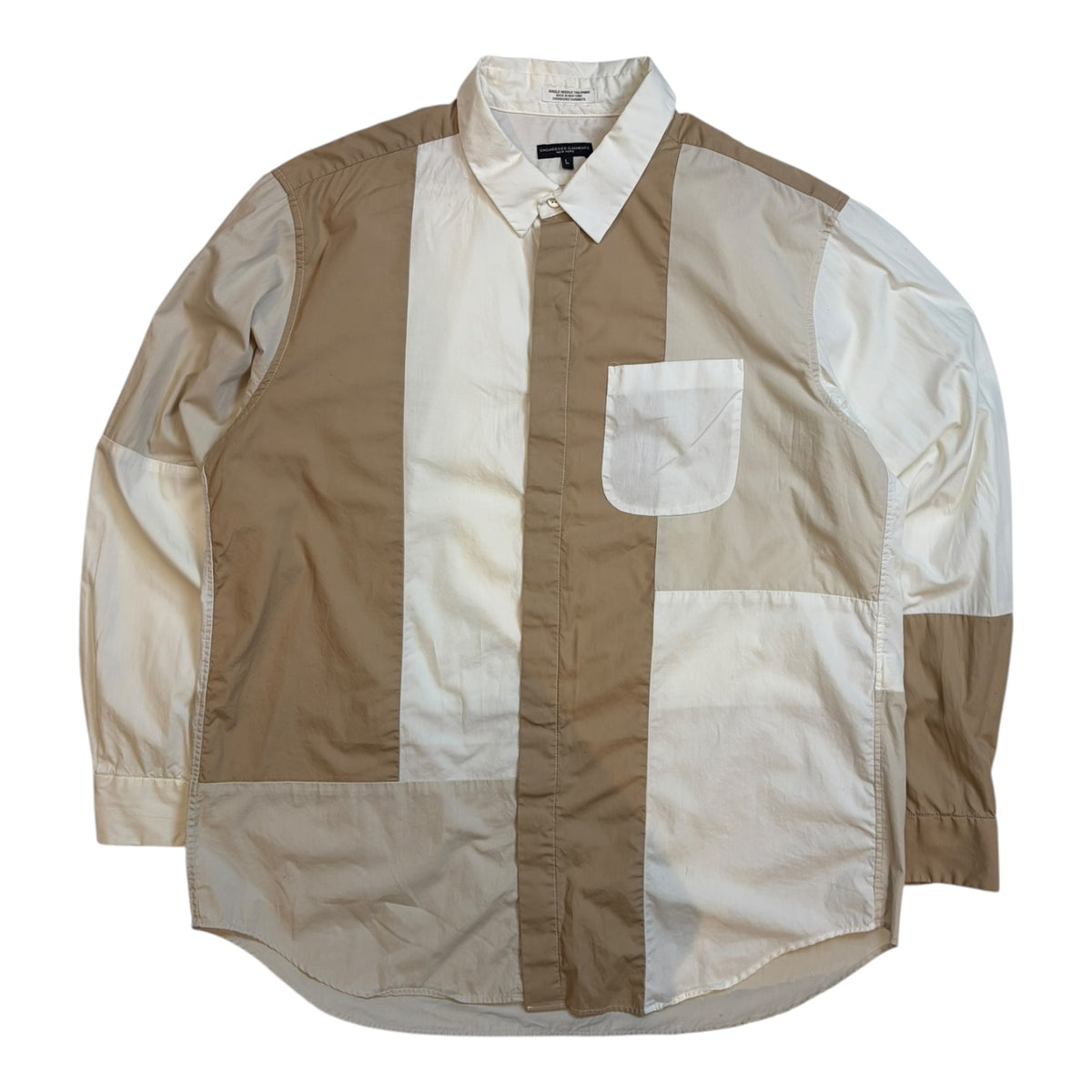 Engineered Garments Broadcloth Combo Button-Up Khaki/White