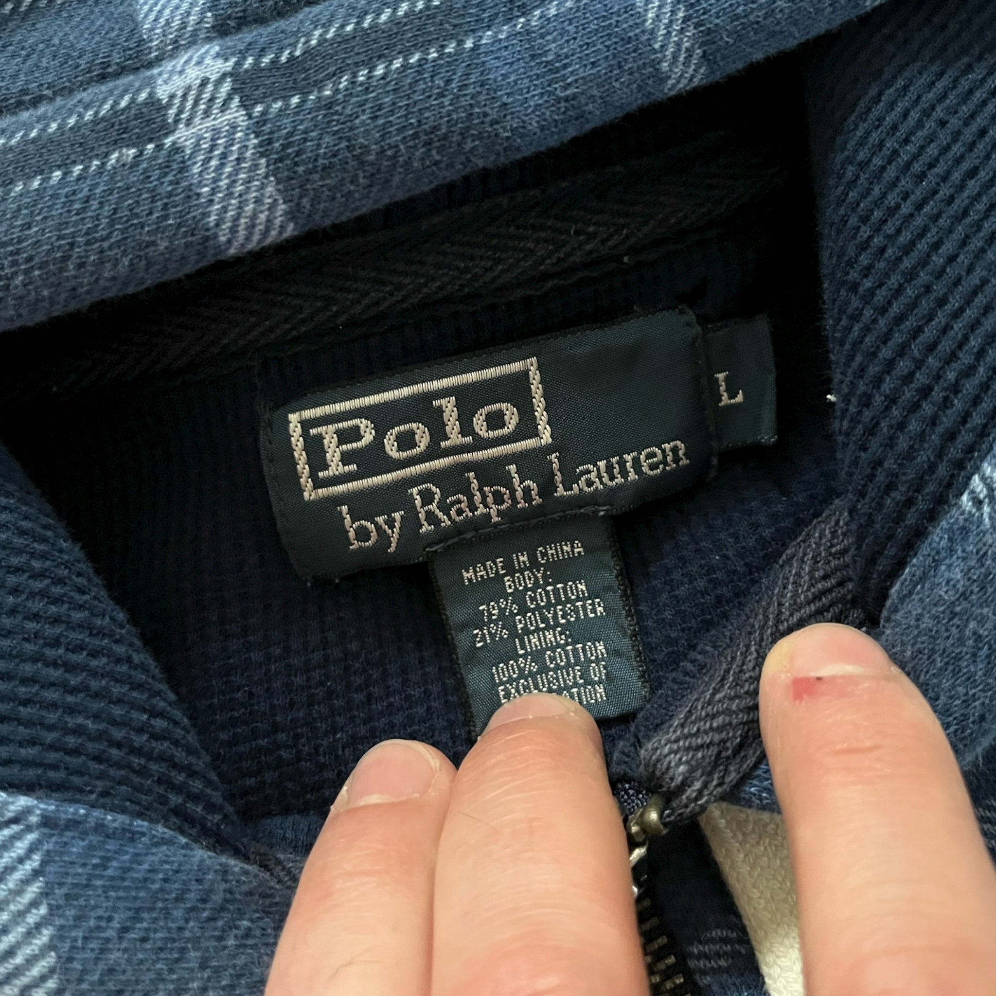 Vintage Polo Ralph Lauren Plaid Waffle Lined Zip Hoodie