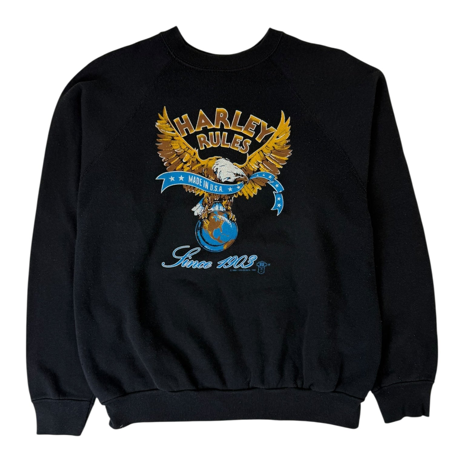 1987 Vintage Harley Rules Crewneck Black