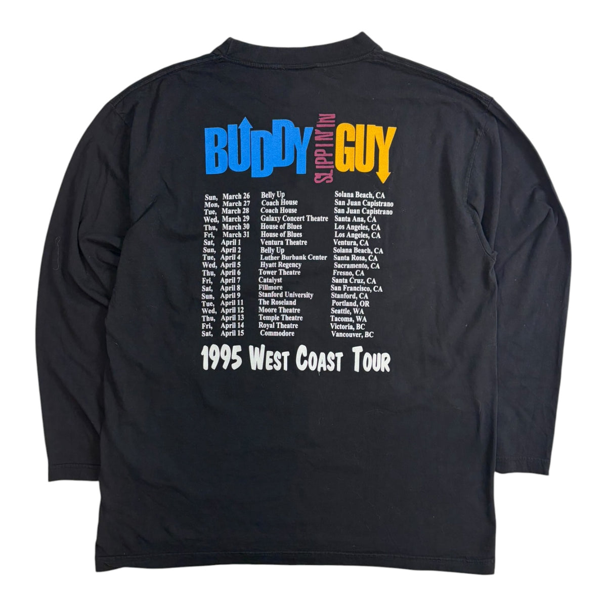 Vintage 1995 Buddy Guy West Coast Tour Long-Sleeve Black