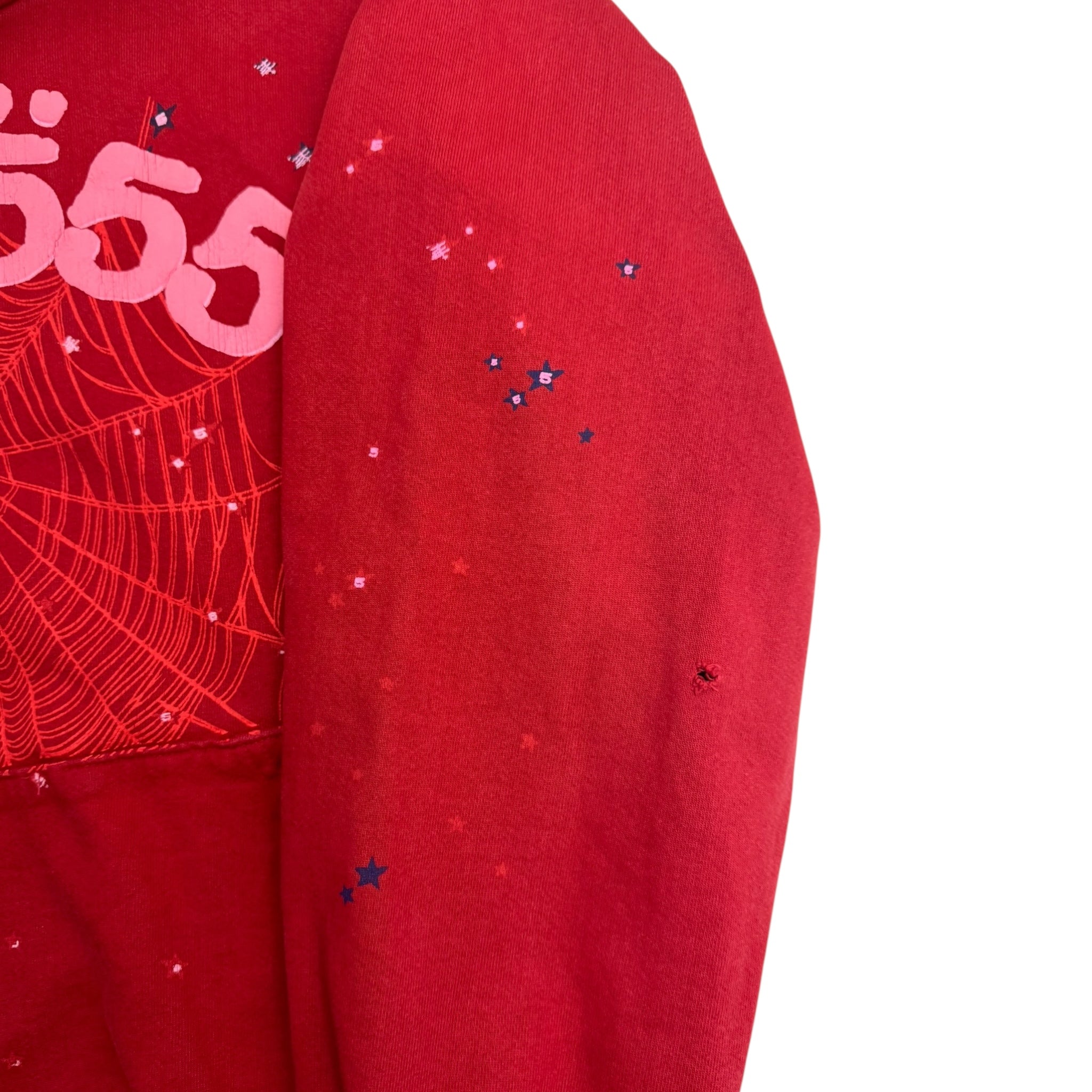 Sp5der Worldwide Red Angel Number 555 Hoodie Red