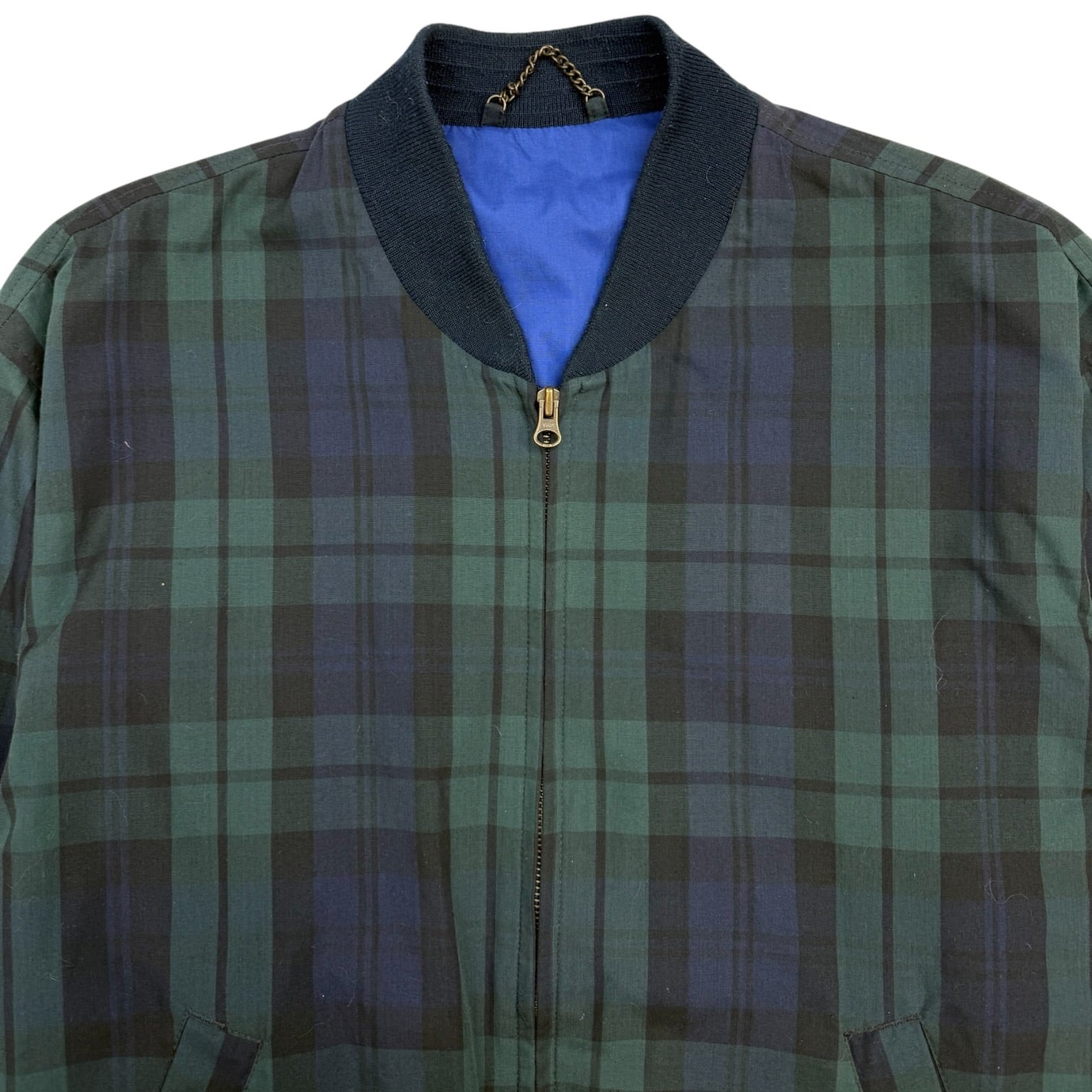 Vintage Marks & Spencer Plaid Bomber Style Jacket Green/Blue