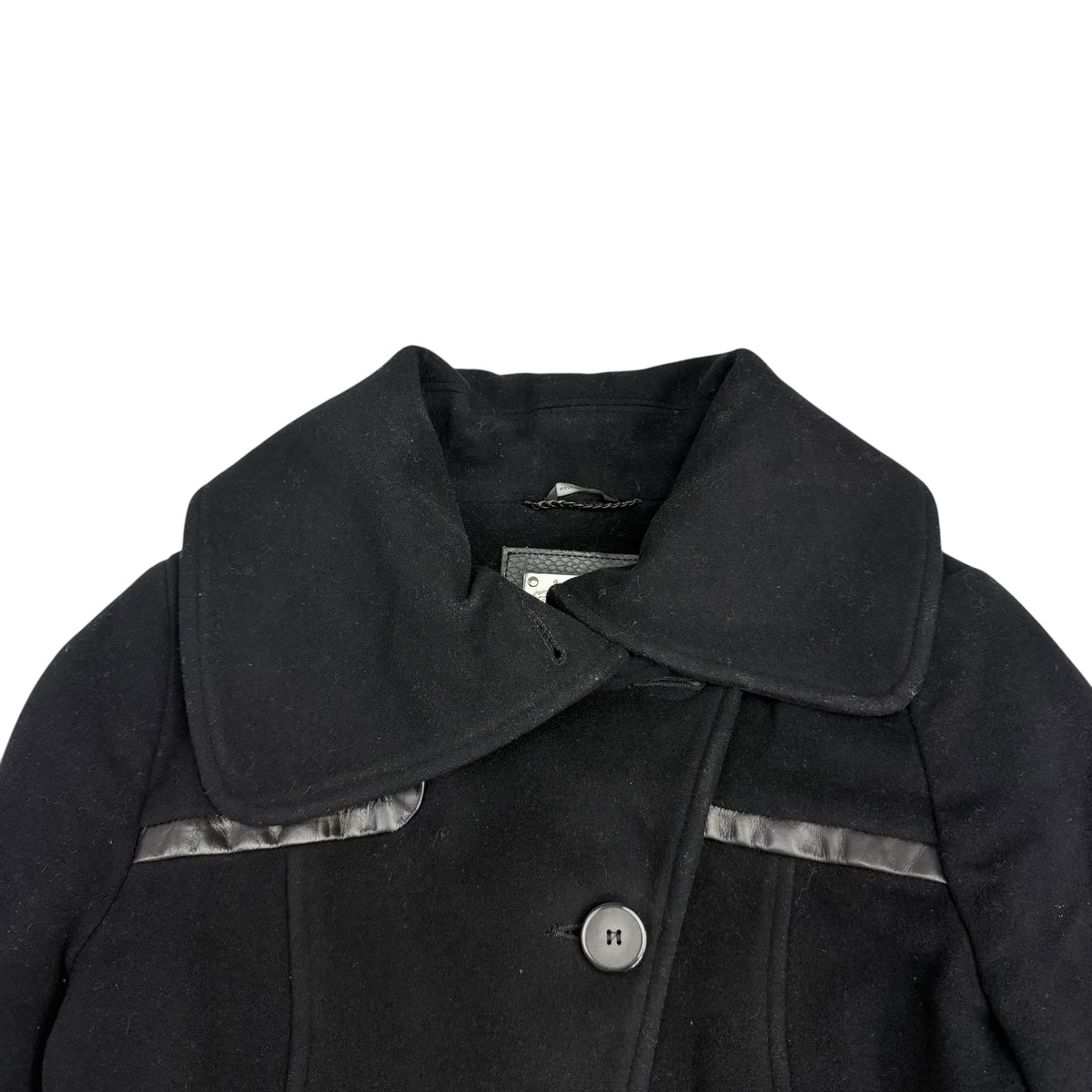 (W) Mackage Wool Leather Trim Peacoat Black