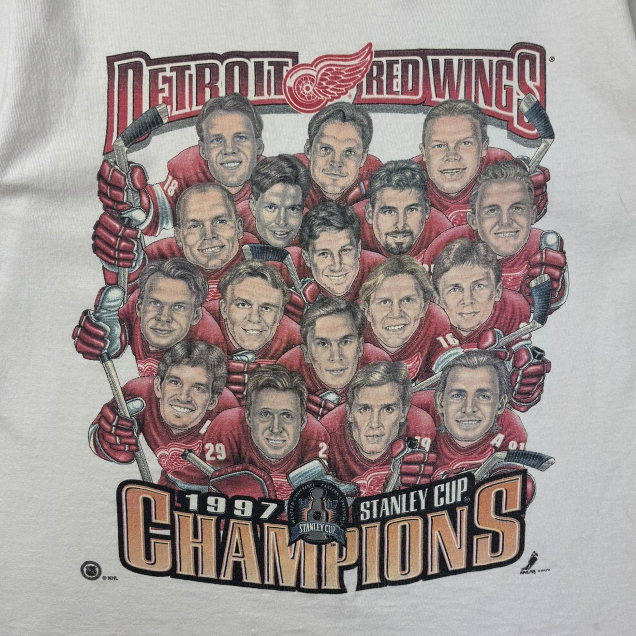 1997 Detroit Red Wings Stanley Cup Portrait T-Shirt White