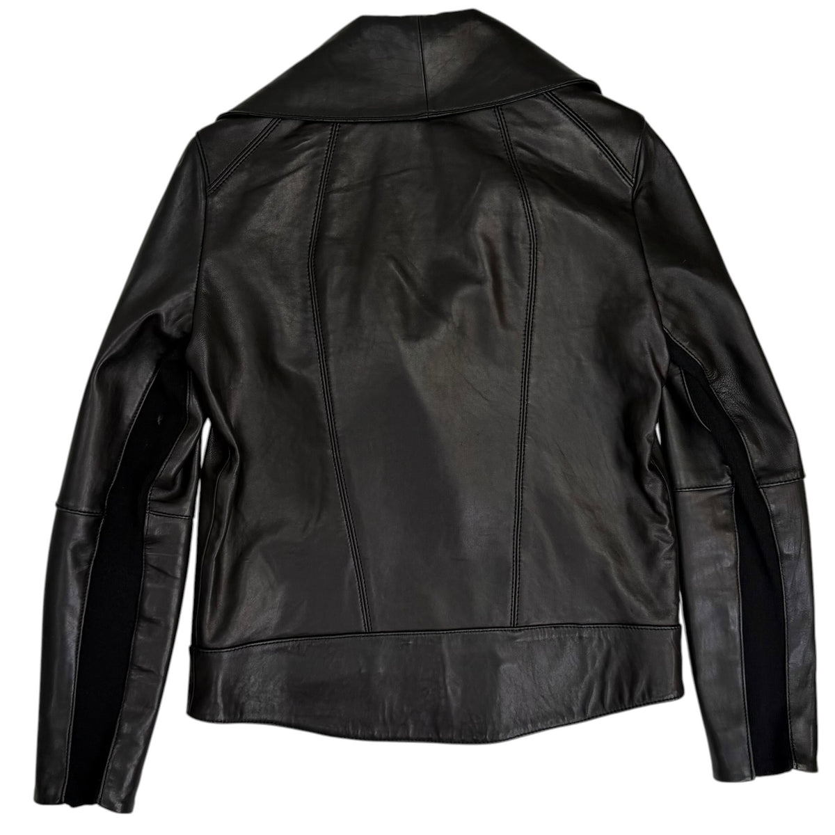 (W) Helmut Lang Asymmetrical Zip Leather Jacket Black