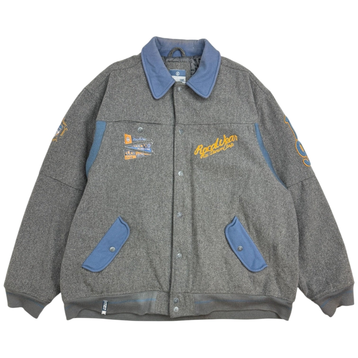 Vintage Y2K Rocawear Wool Varsity Jacket Grey/Blue