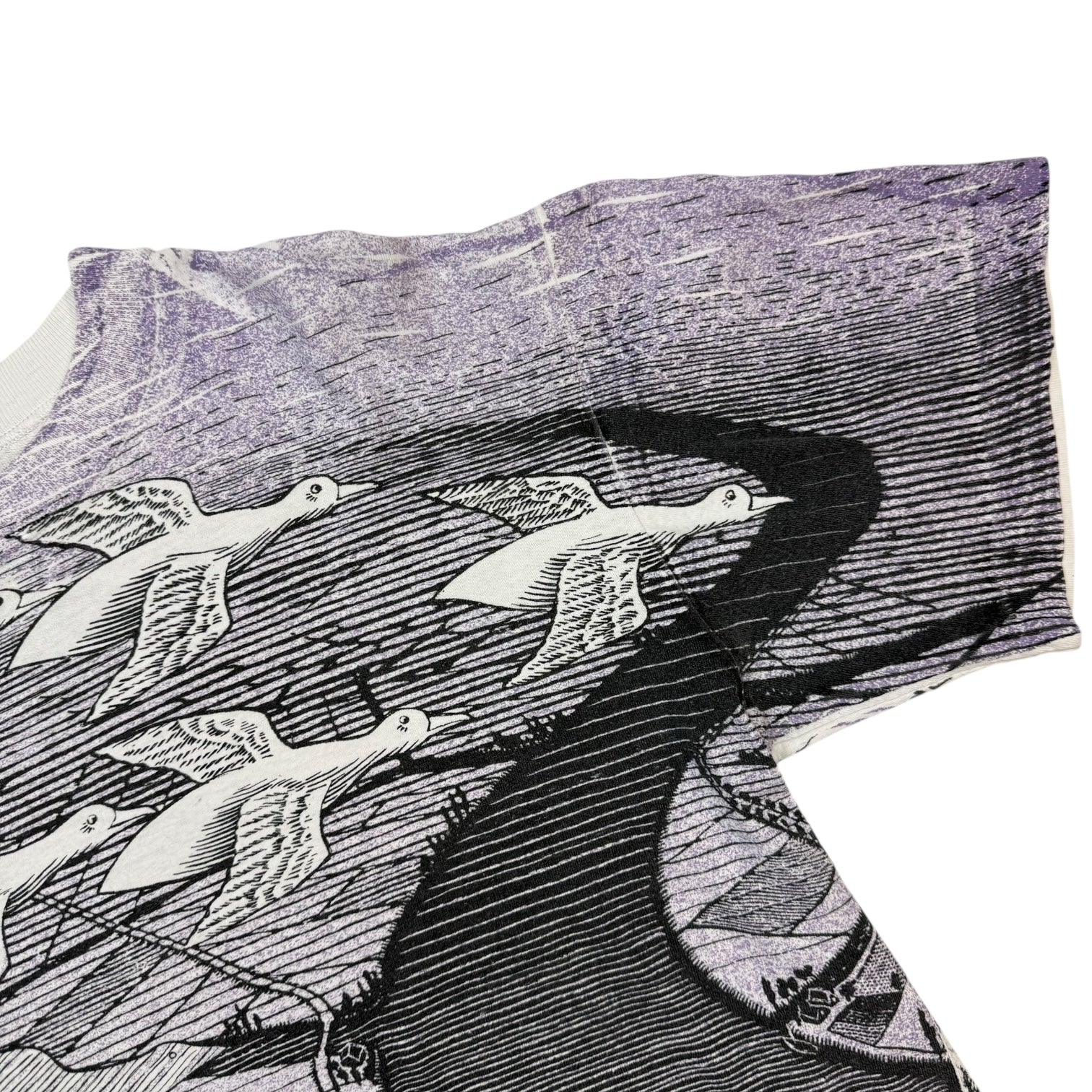 1990s M.C. Escher "Day and Night" AOP Tee White