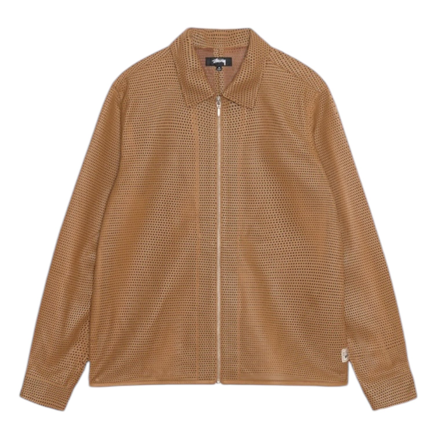 Stüssy Perforated Leather Zip Shirt Camel