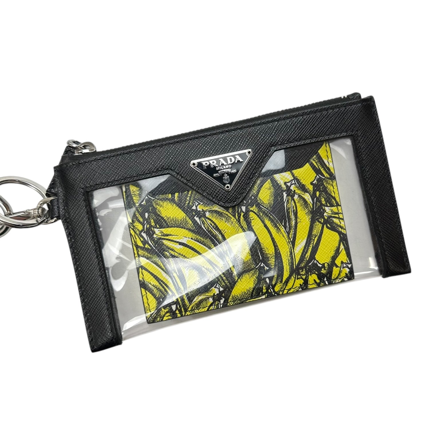 Prada Yellow and Black Plexi Print Card Holder