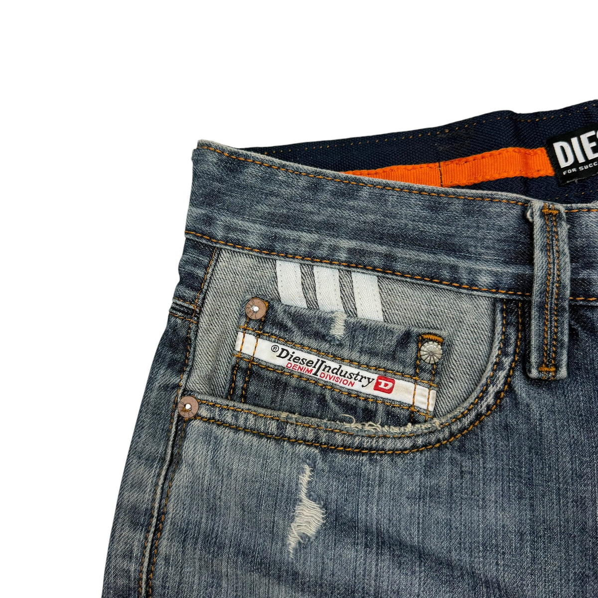 Vintage Diesel Industry Distressed Washed Denim Jeans Blue