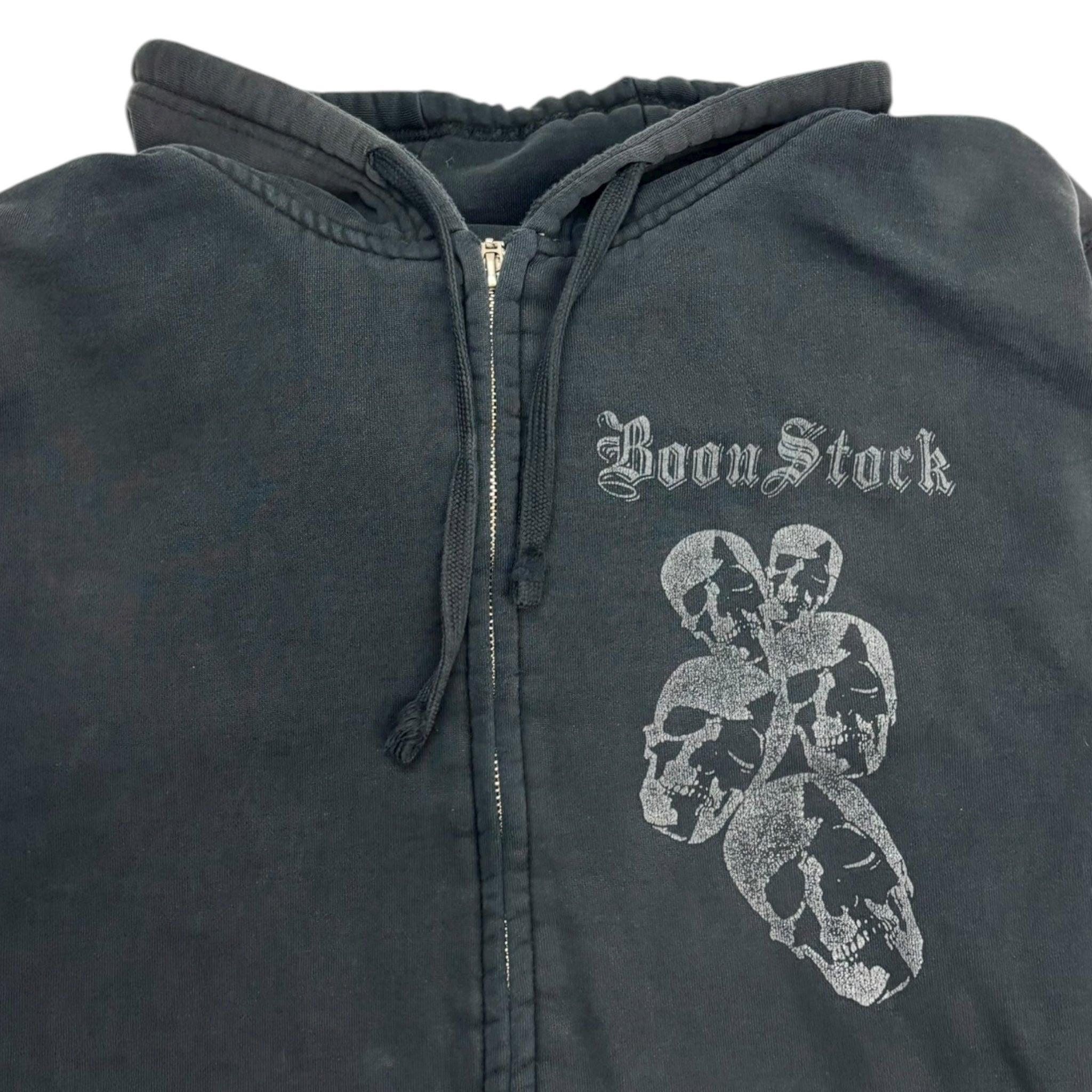 Y2K Boon Stock Zip Up Skull Sweatshirt Black