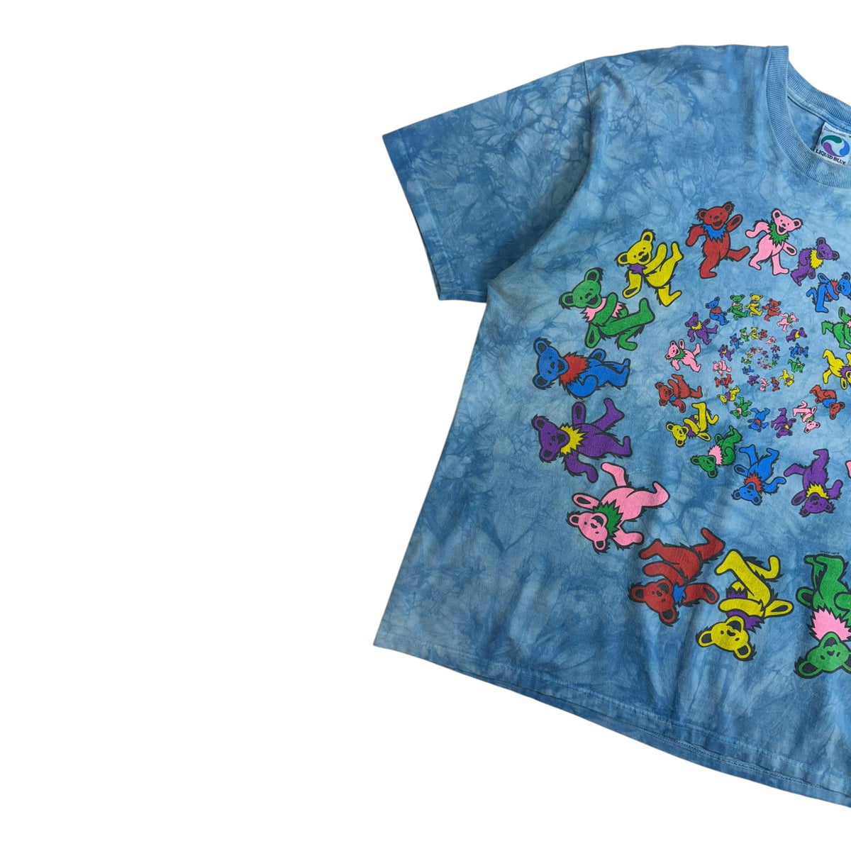 Vintage 1995 Grateful Dead Spiral Bear Liquid Blue Tie Dye T-Shirt