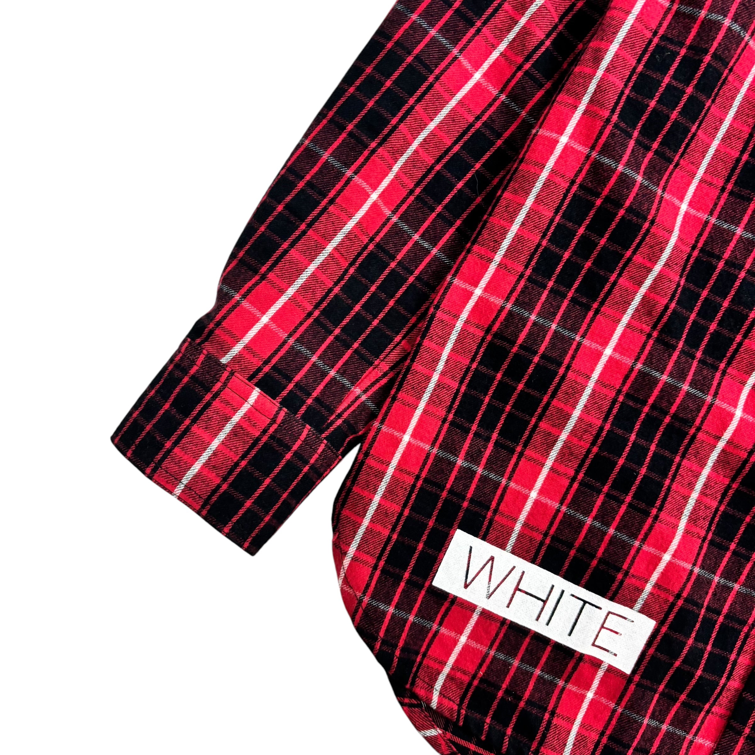 Off-White Plaid Flannel Long Sleeve Red