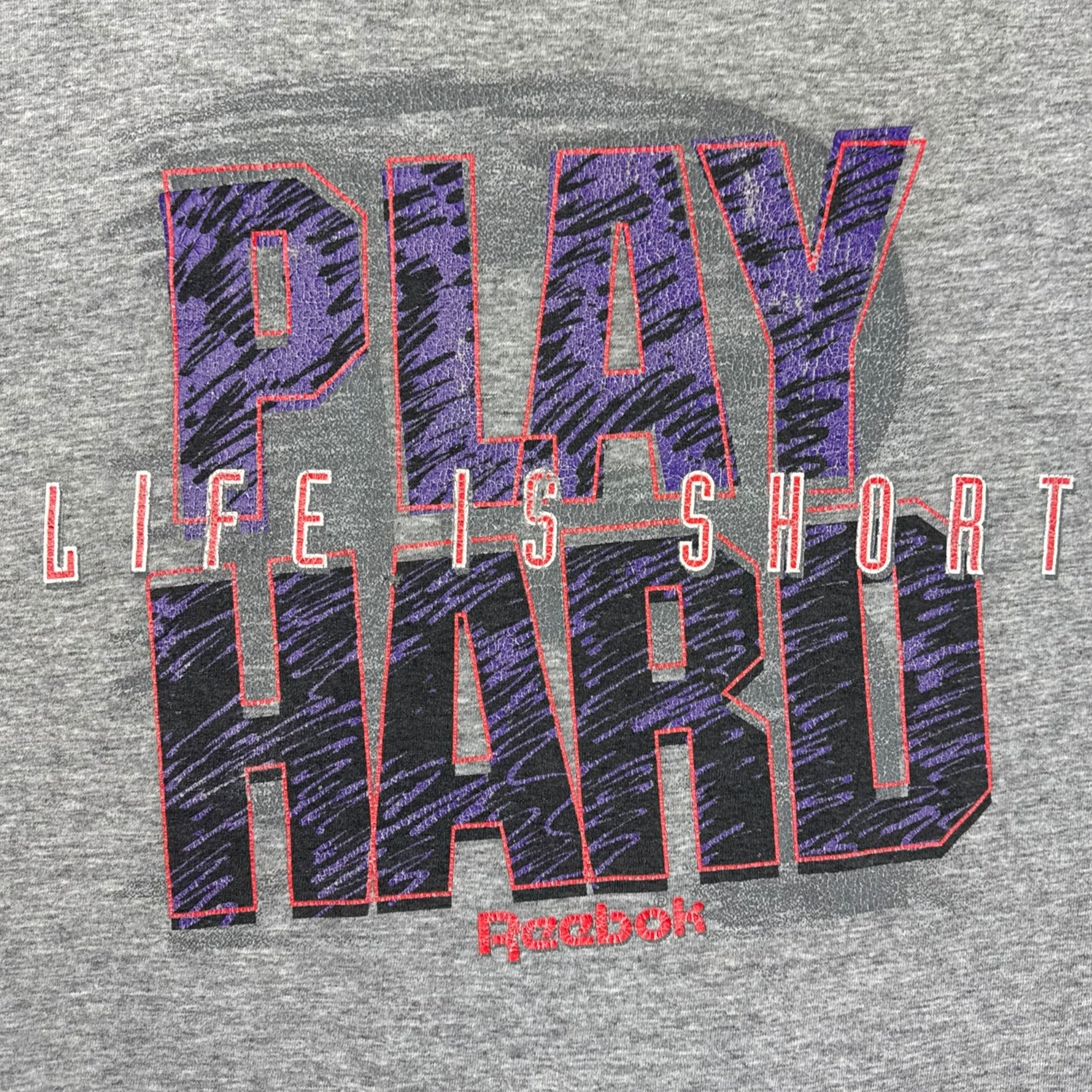 Vintage Reebok “Play Hard. Life Is Short.” T-Shirt
