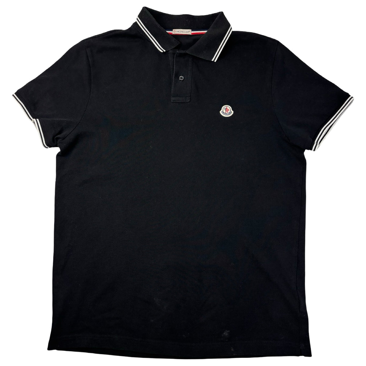 Moncler Tipped Cotton Pique Polo Black