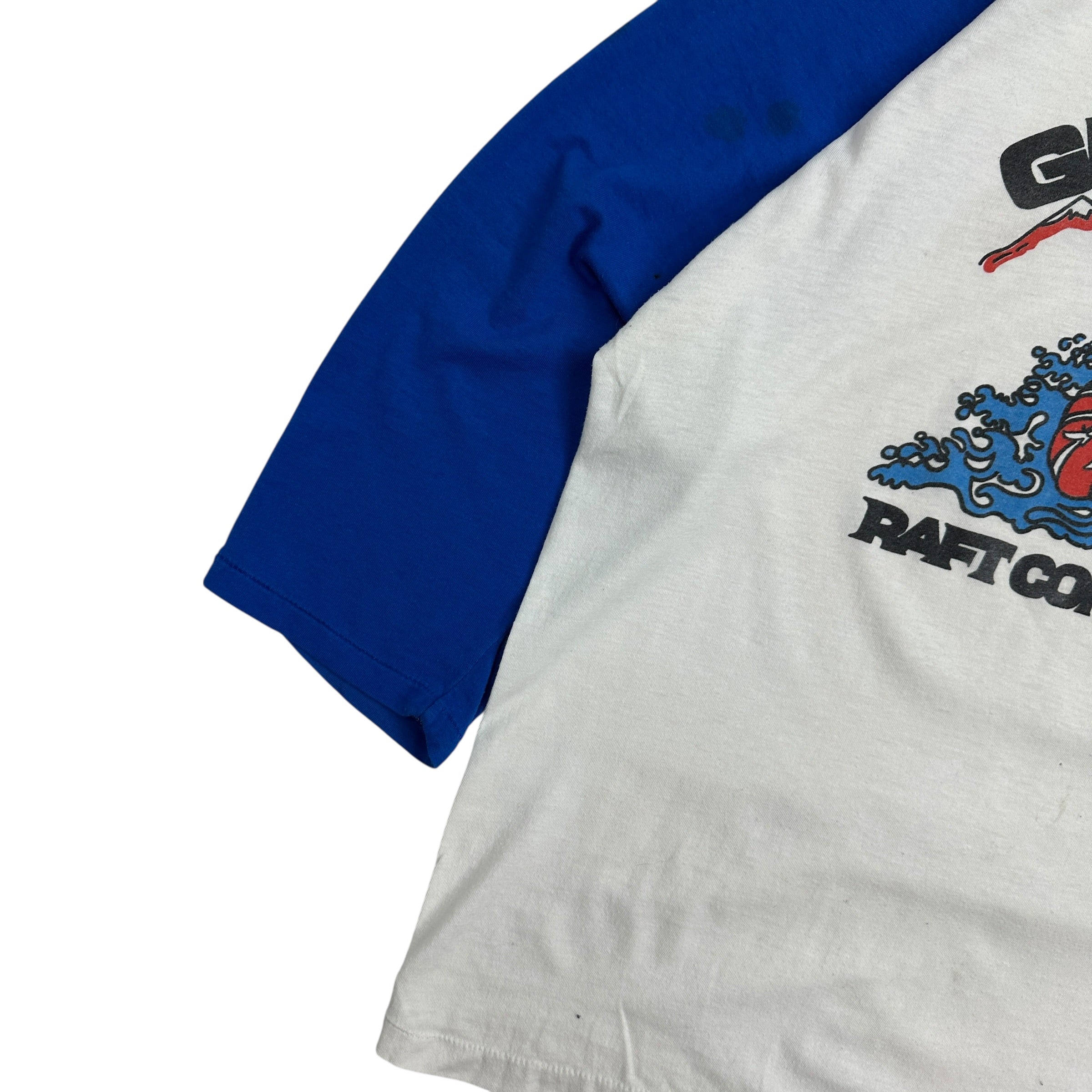 1980s Glacier Raft Company Baseball Tee Blue/White