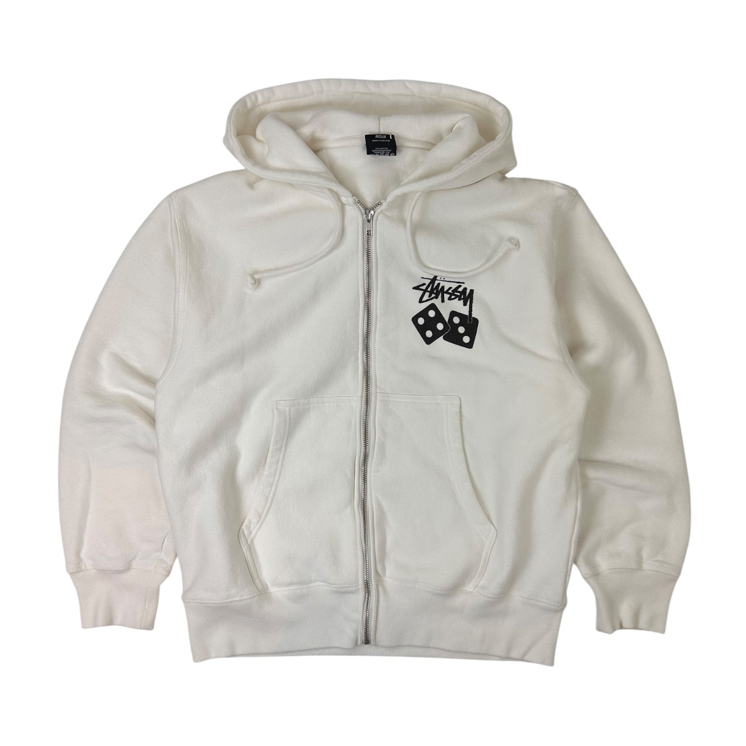 Stussy Dice Zip Up Hoodie White