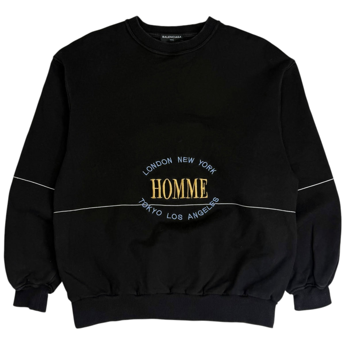 FW17 Balenciaga Homme Embroidered Crewneck Sweatshirt Black