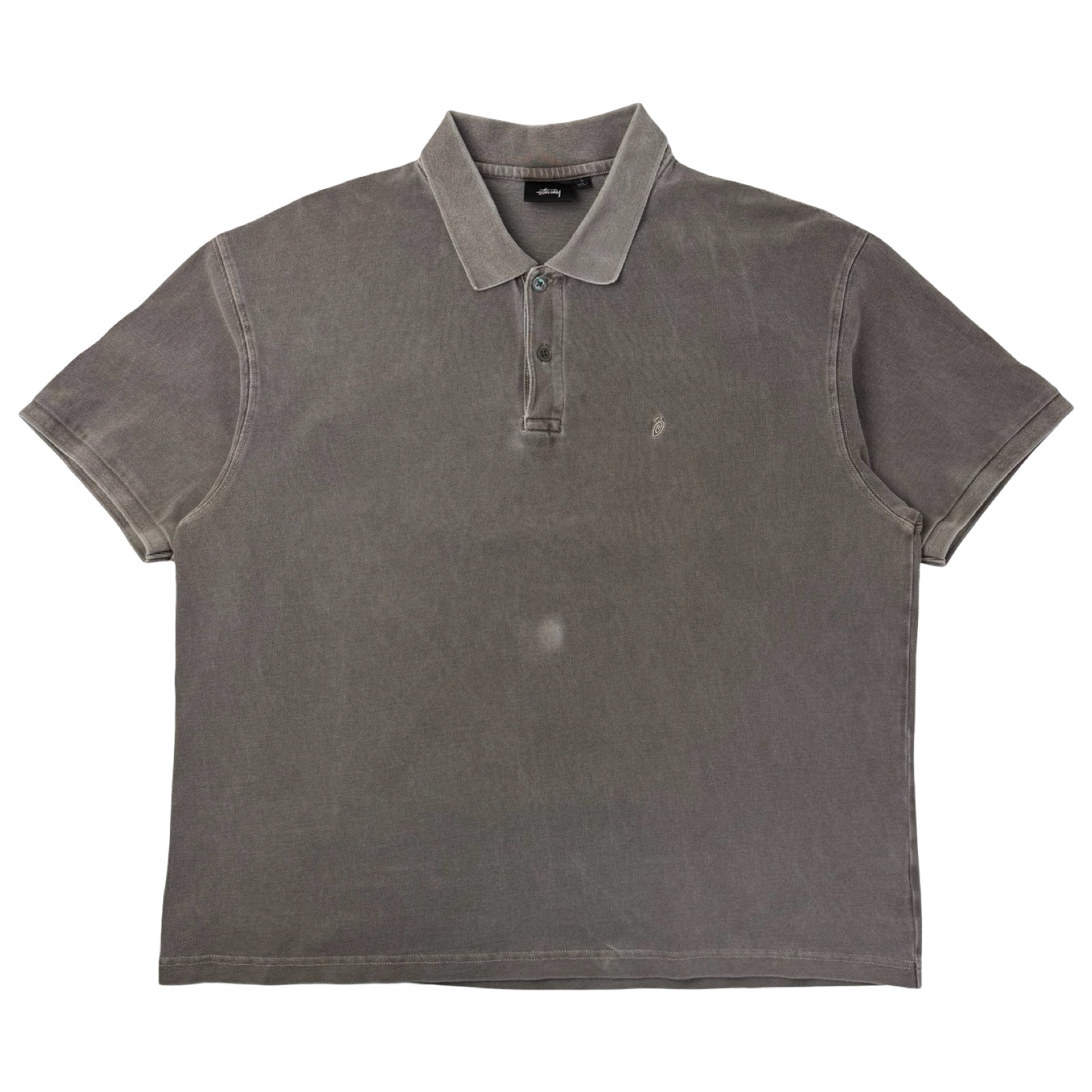 Stussy Pique Pigment Dyed Polo Shirt Earth Grey