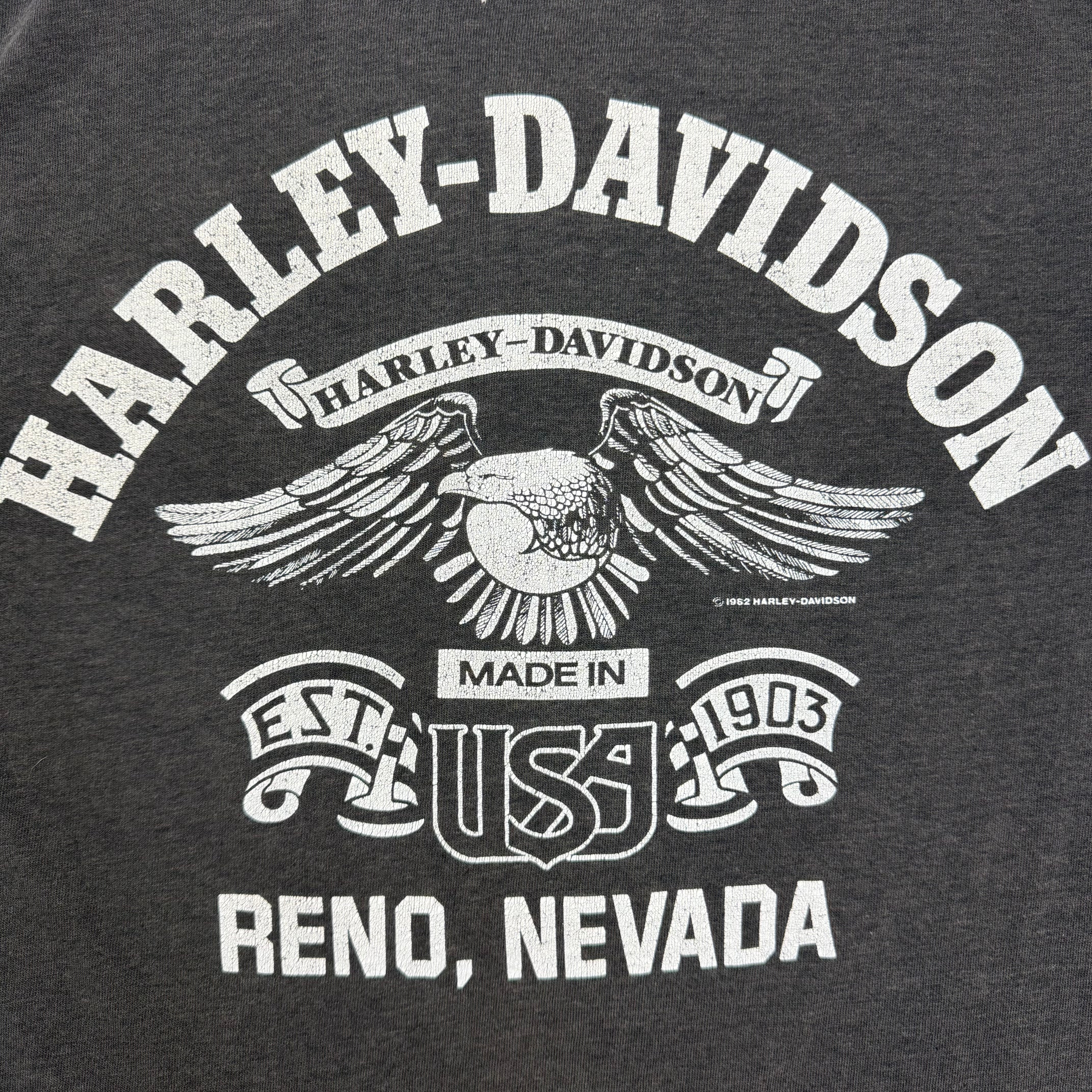 1982 Harley Davidson V-Twin Engine Tee Faded Black