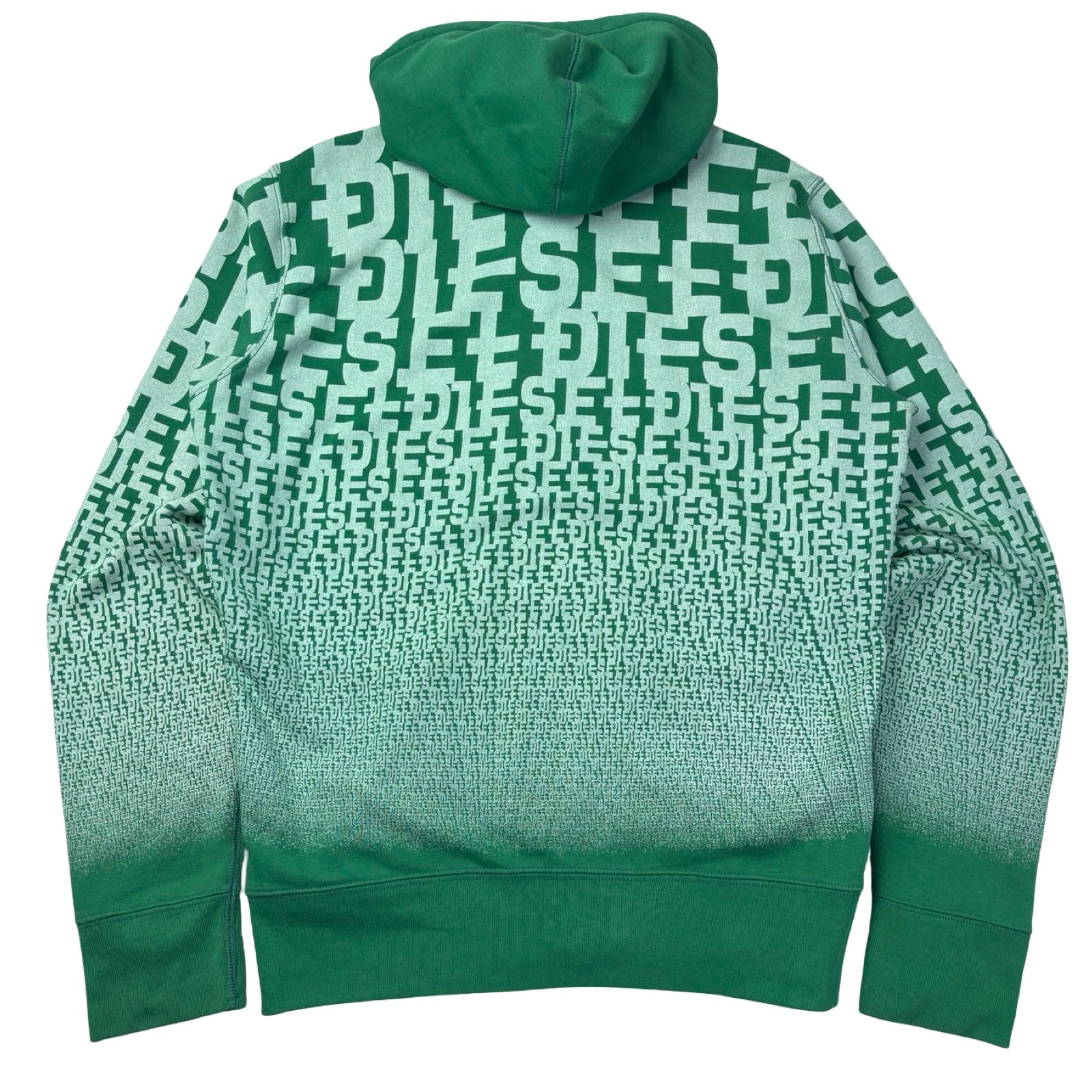 Vintage Y2K Diesel All Over Monogram Full Zip Hoodie Green