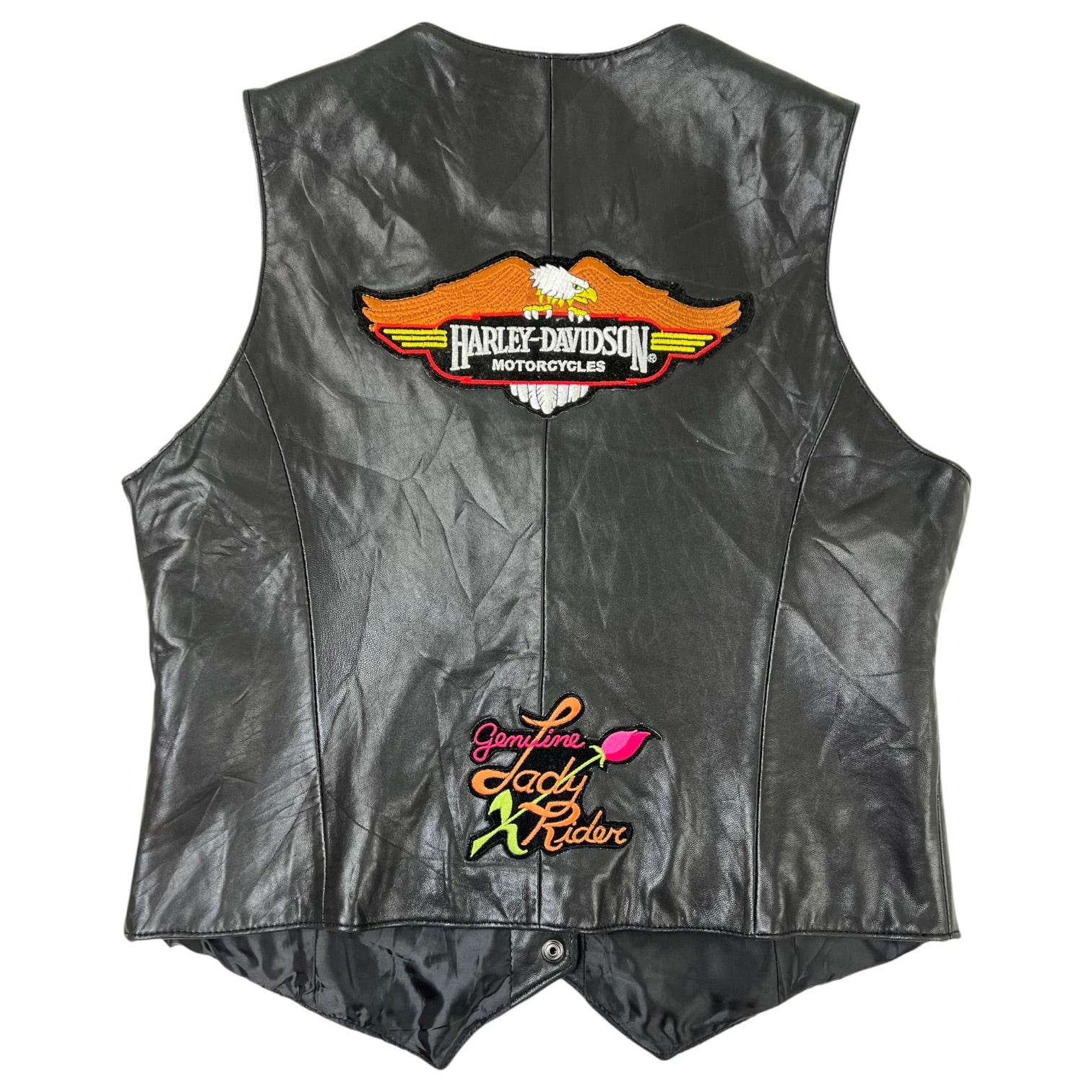 (W) Vintage Harley Davidson “Genuine Lady Rider” Vest Black