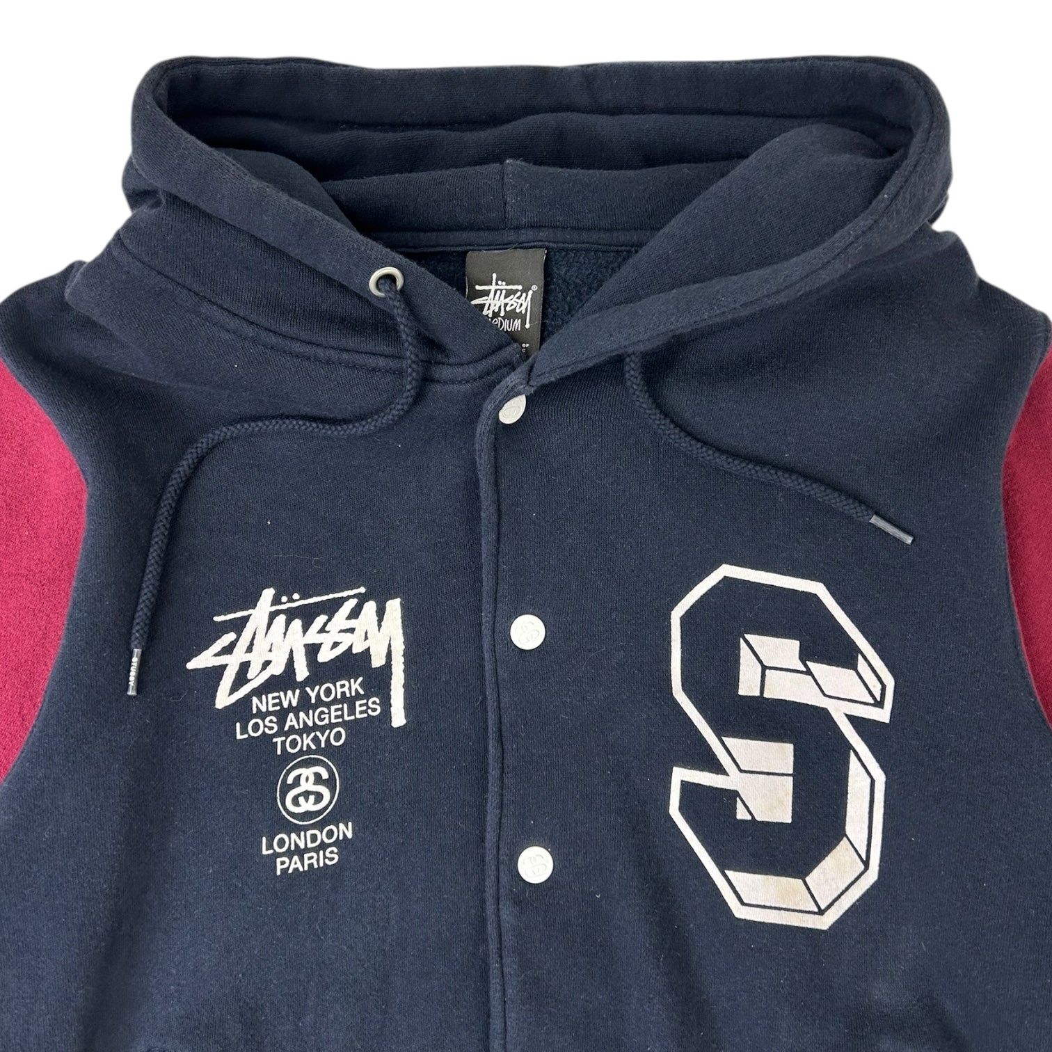 Vintage Stussy Varsity Hoodie Navy/Maroon