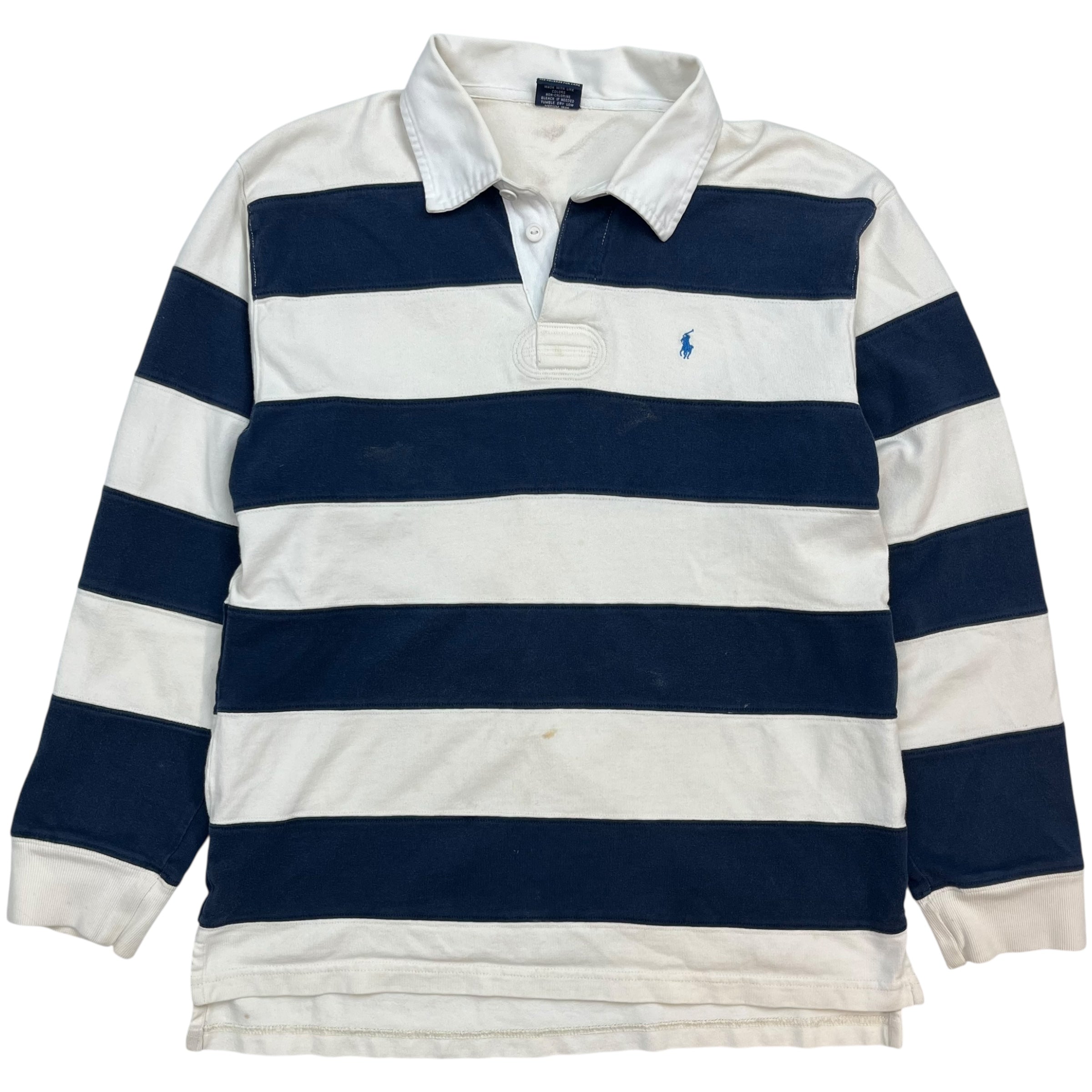 Vintage Polo Ralph Lauren Rugby Shirt White/Navy Blue