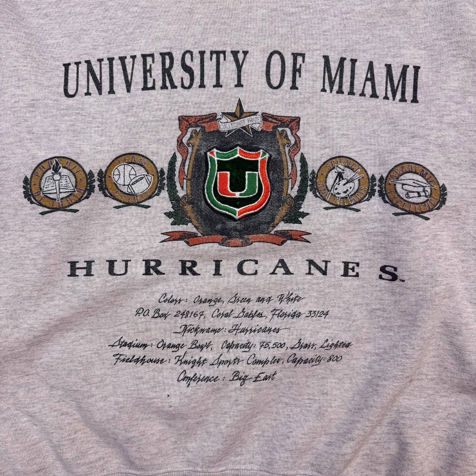 Vintage Miami Hurricanes Crewneck Grey