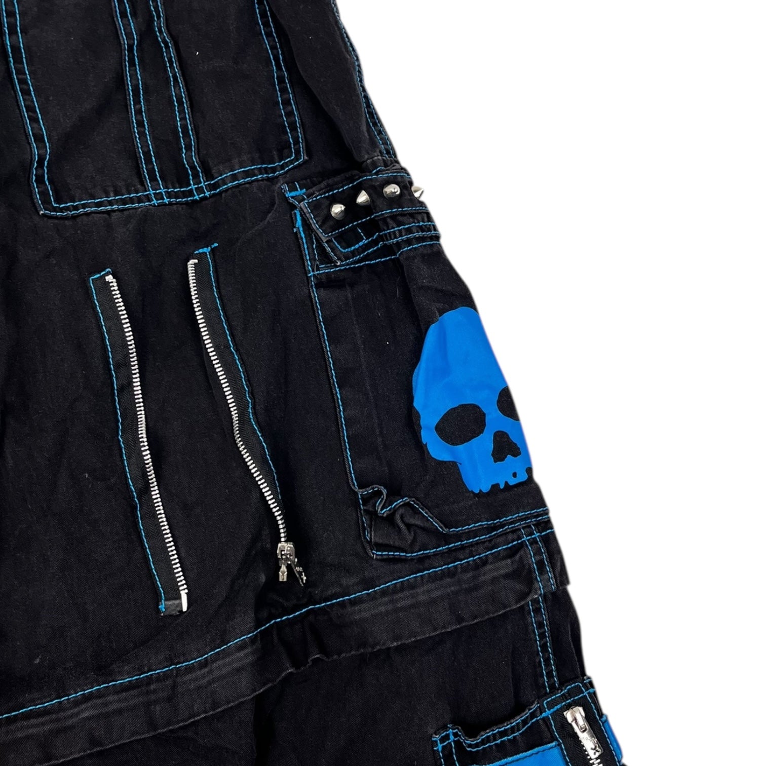 Vintage Y2K Tripp NYC Goth Rave Skull Baggy Pant Black/Blue