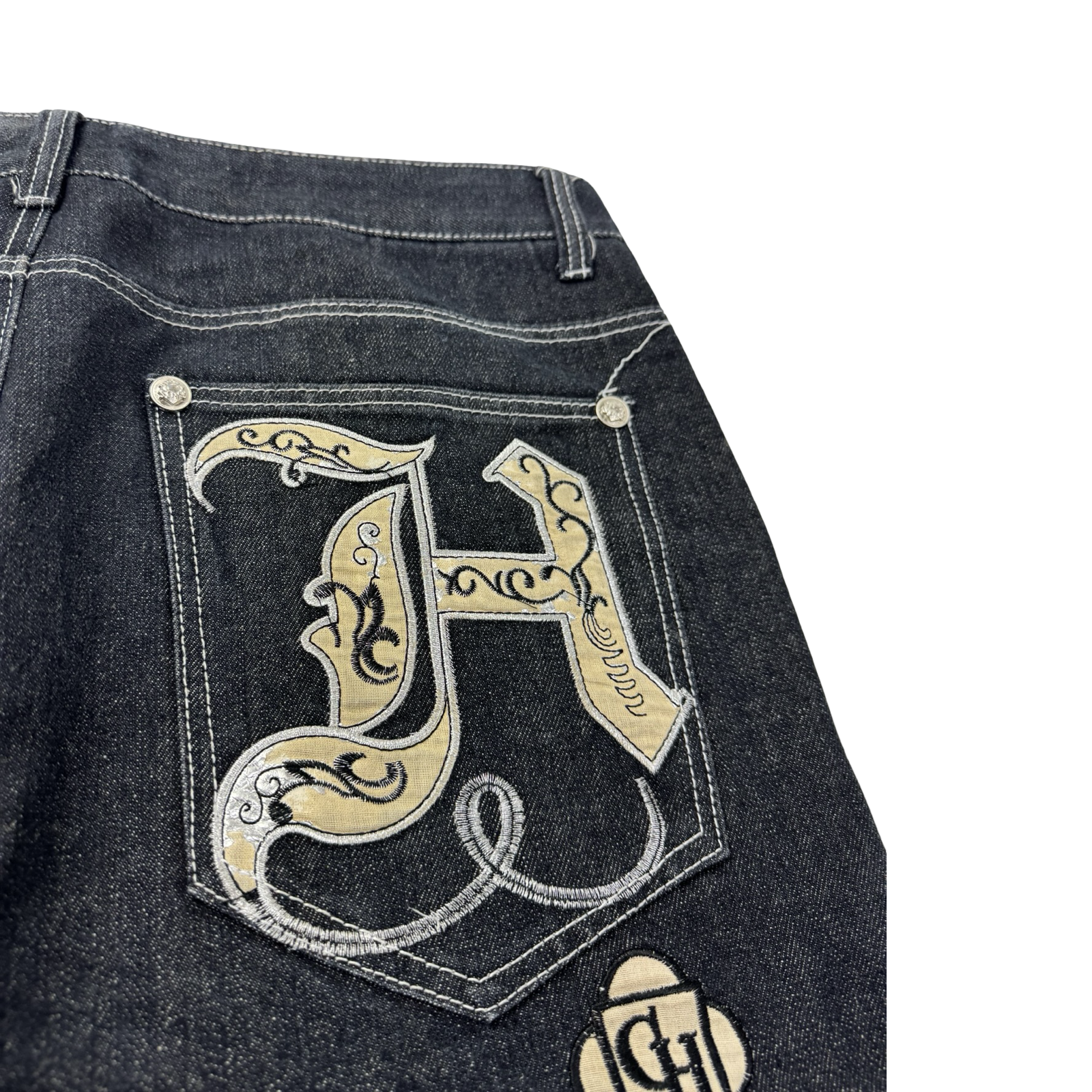 Vintage Y2K Crown Holder Old English Embroidered Jorts