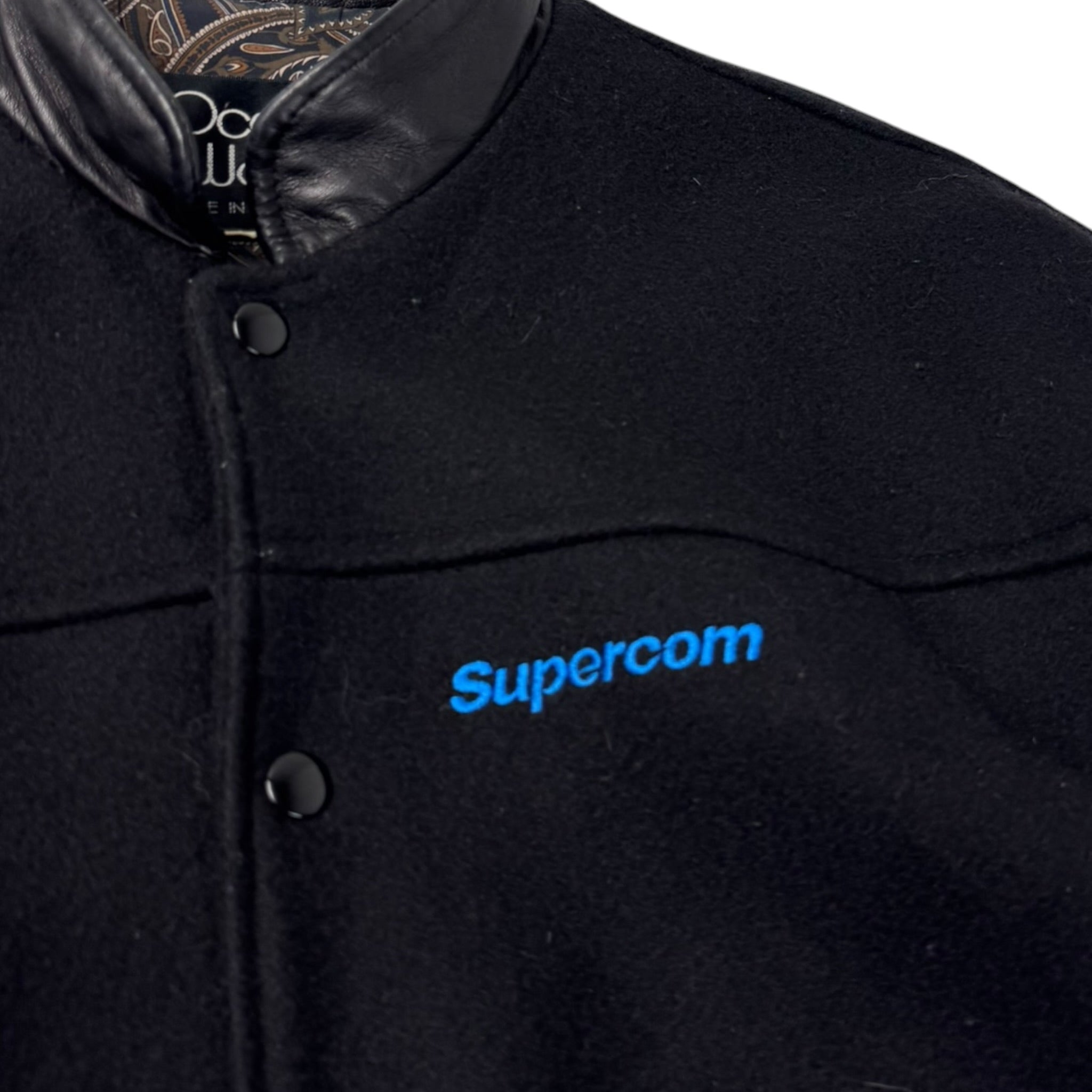 Vintage IBM Supercom Embroidered Leather Varsity Jacket